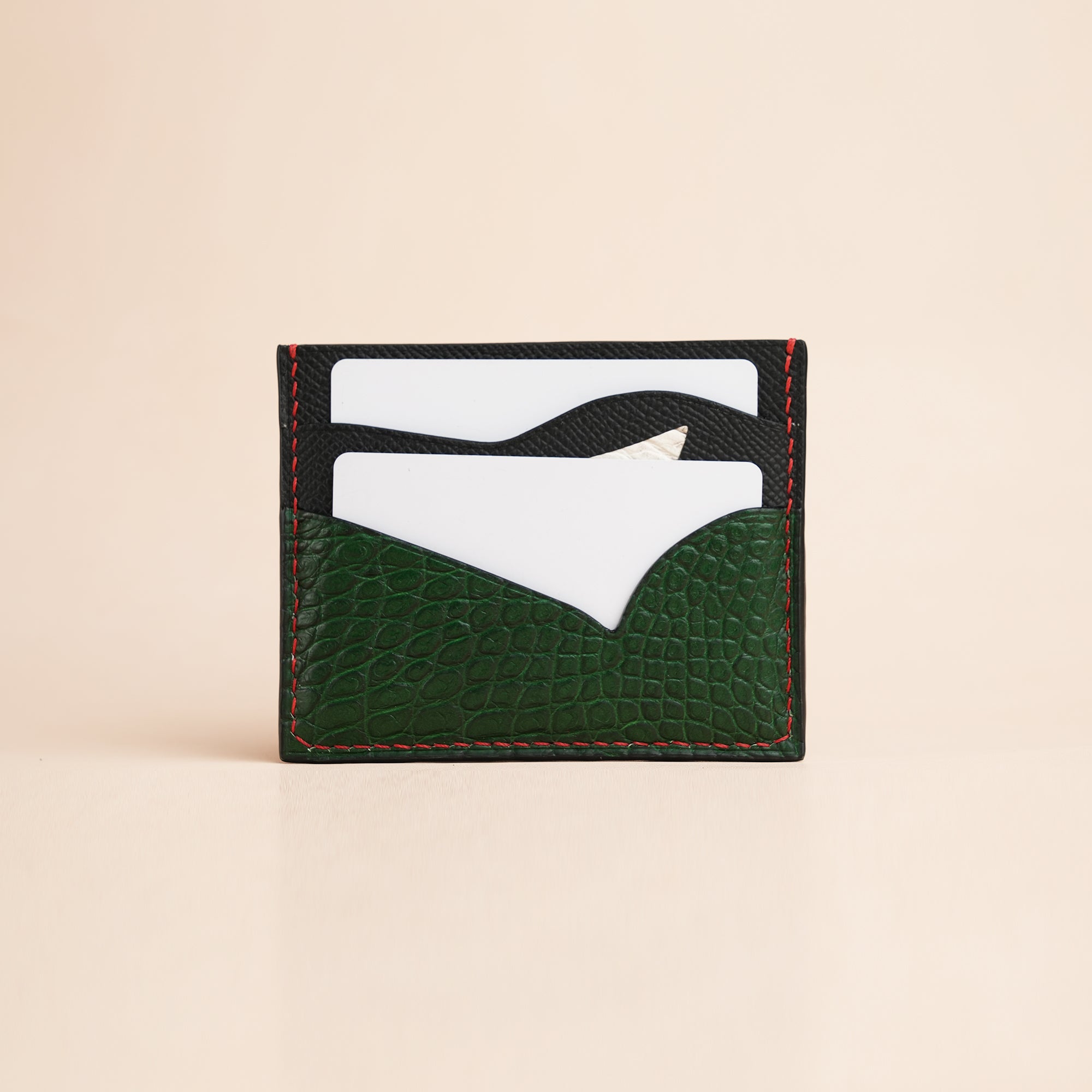 Epsom Leather Card Holder - Fox Christmas Design