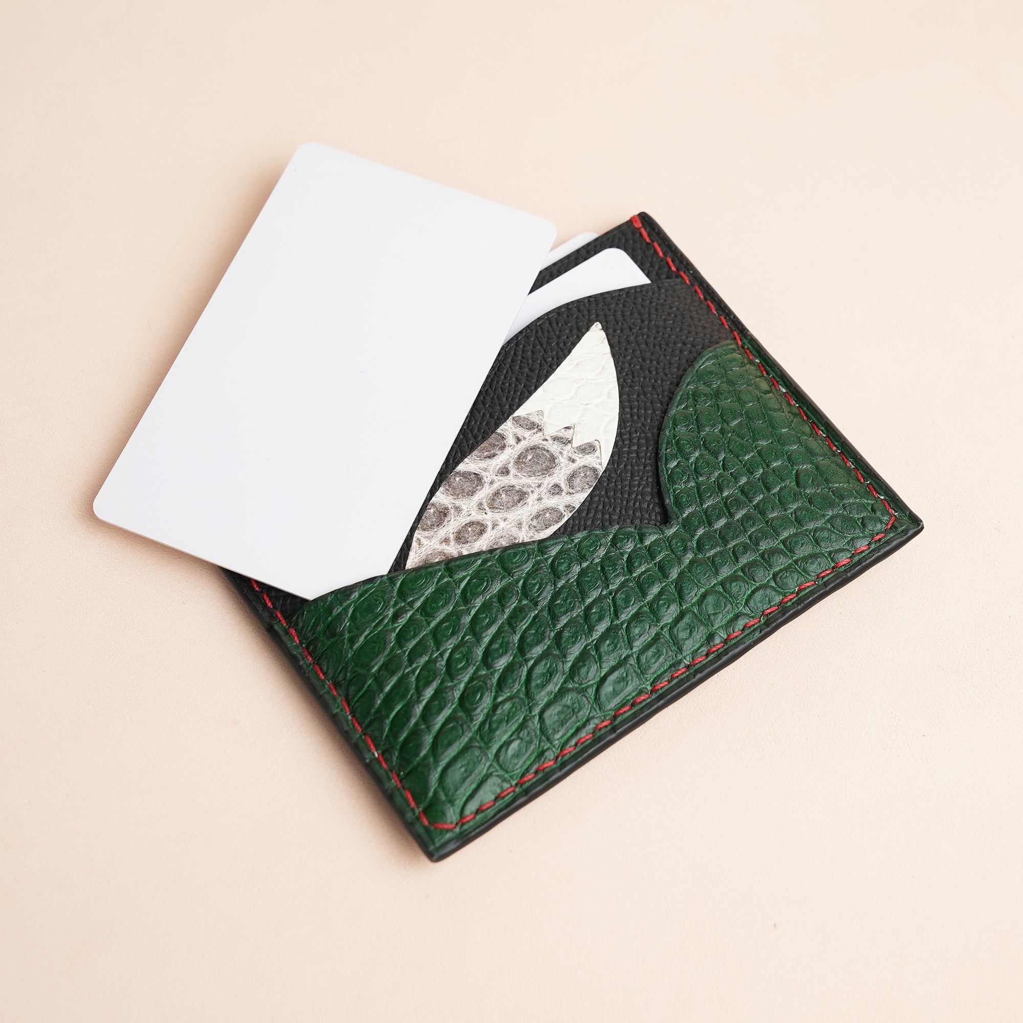 Epsom Leather Card Holder - Fox Christmas Design