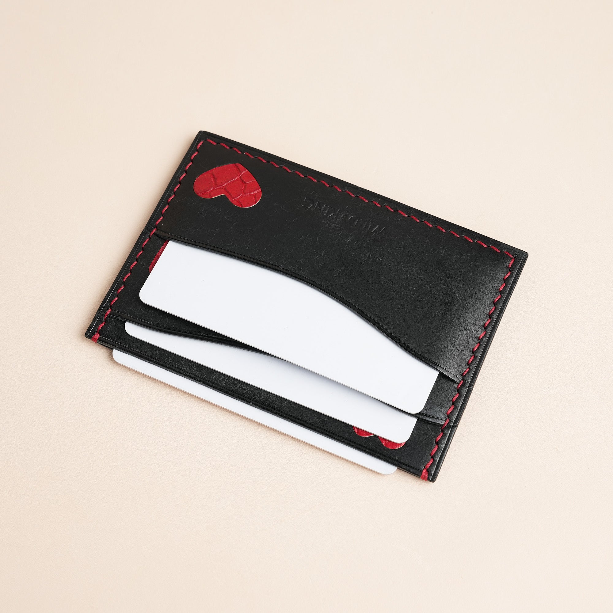 Black Pueblo Leather Card Holder - Valentine Edition