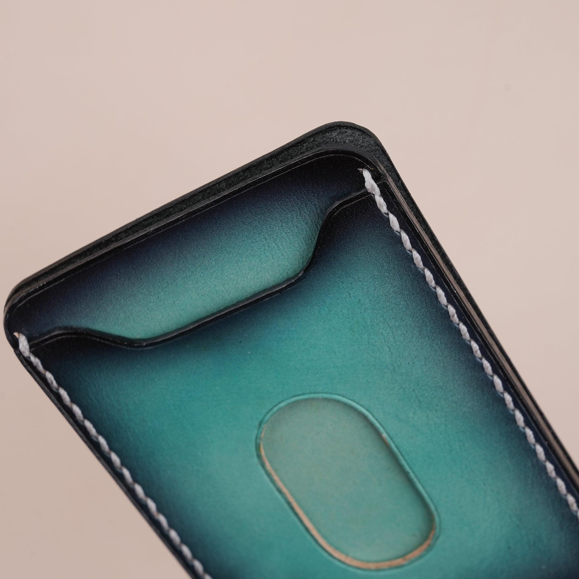 Patina Turquoise Leather Slim Card Holder - WildandKing