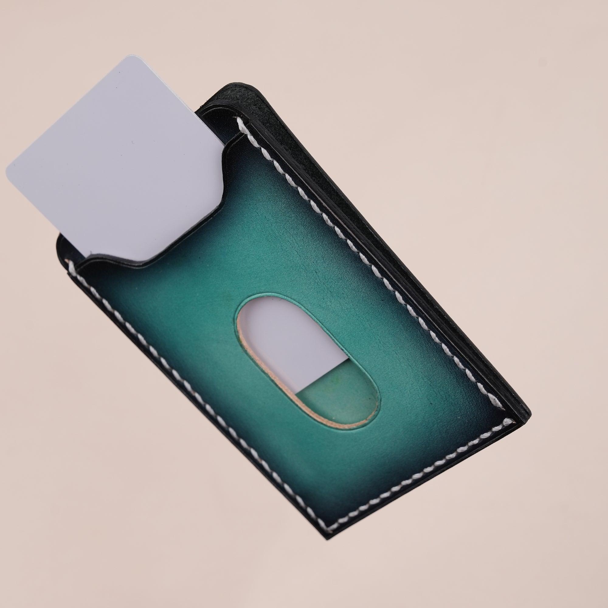 Patina Turquoise Leather Slim Card Holder - WildandKing