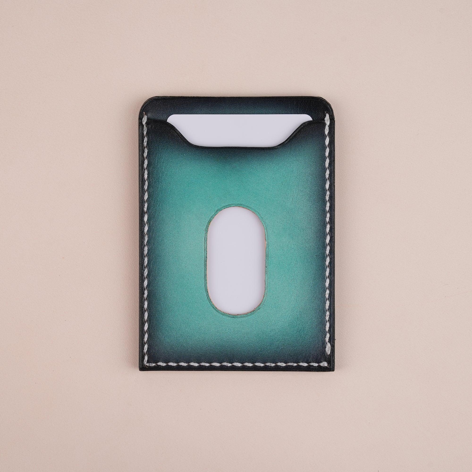 Patina Turquoise Leather Slim Card Holder - WildandKing