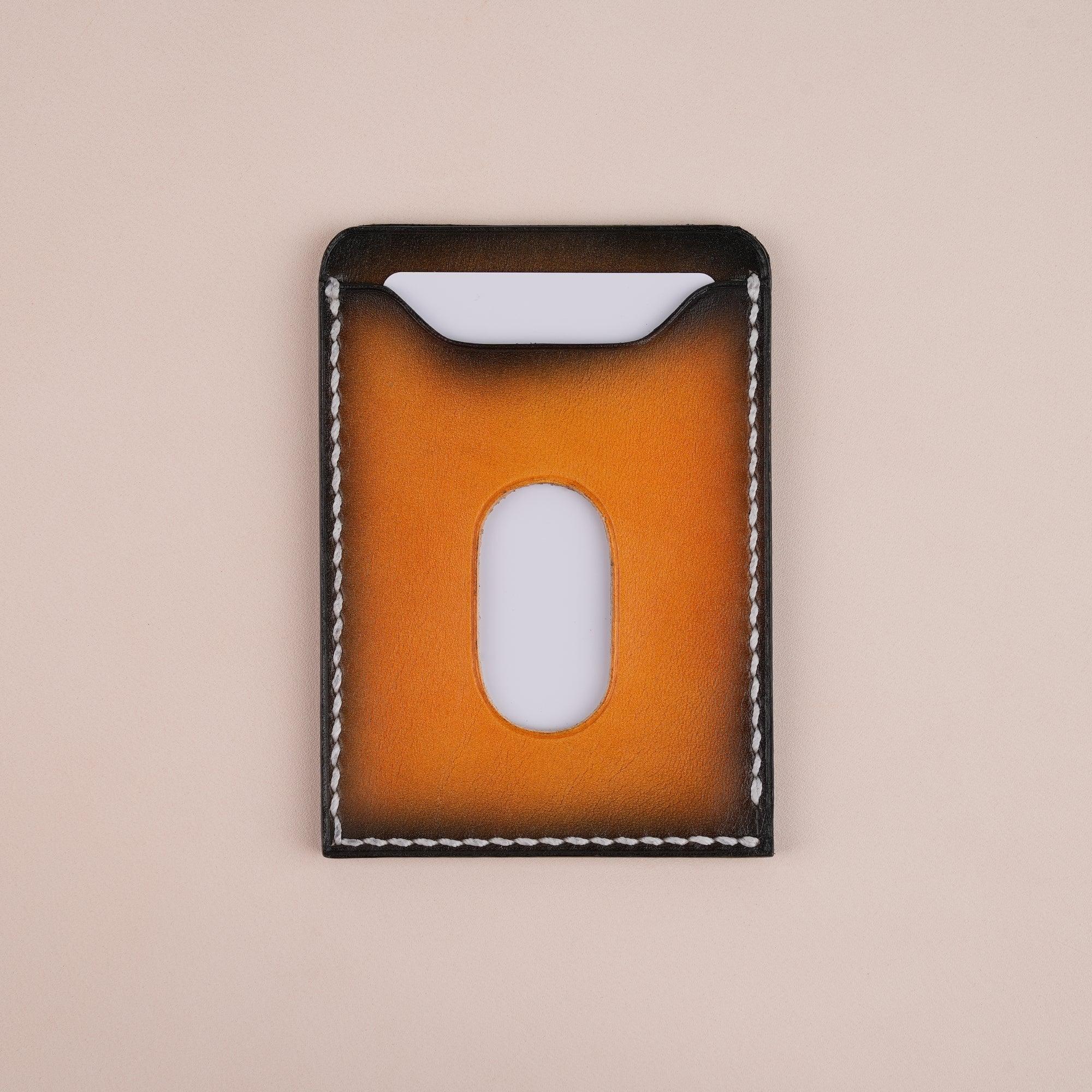 Patina Orange Leather Slim Card Holder - WildandKing