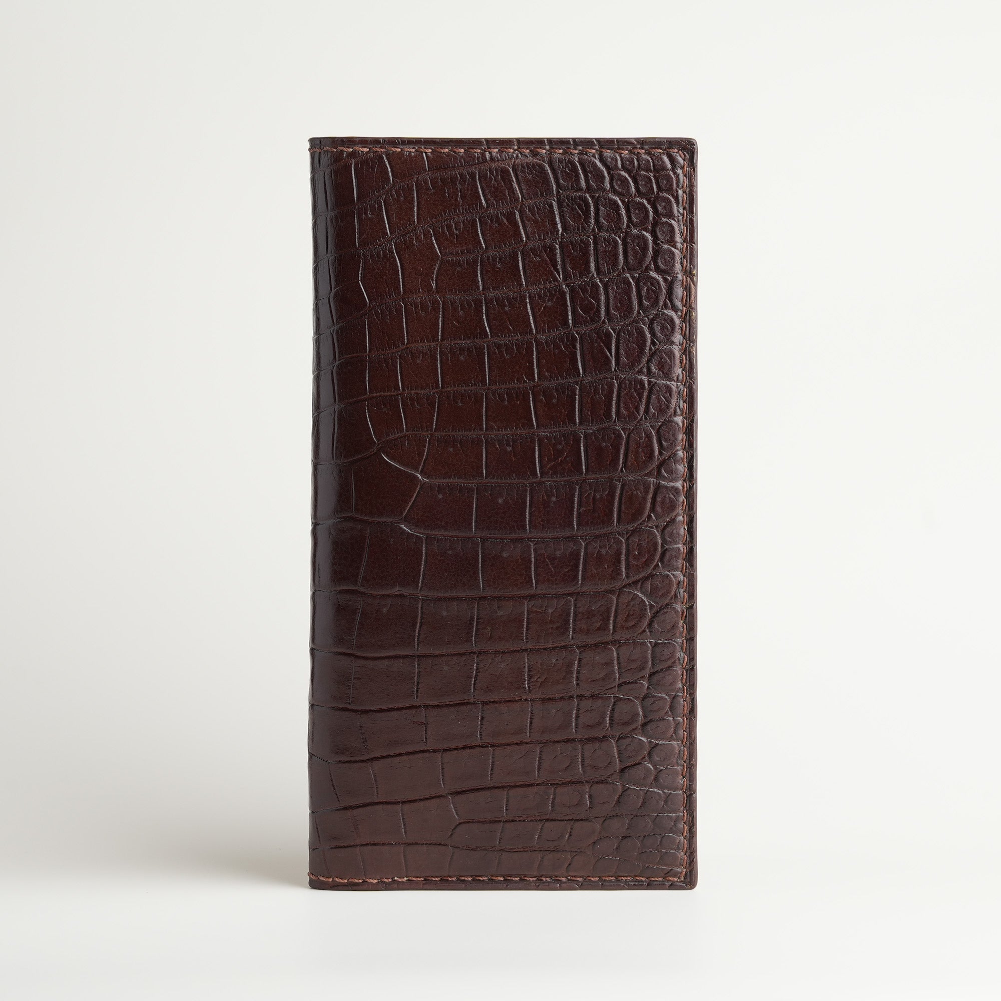 Choco Crocodile Leather Long Wallet