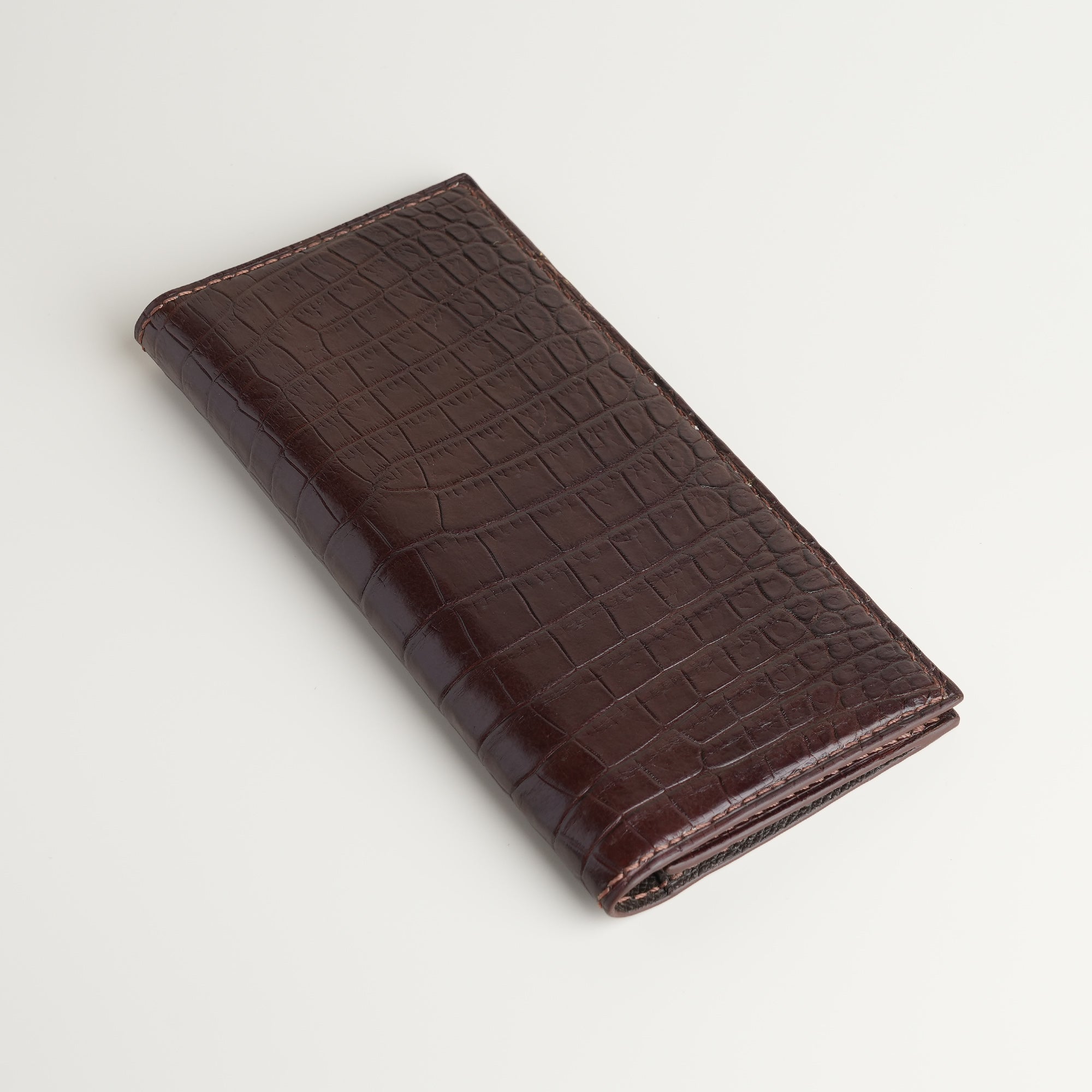 Choco Crocodile Leather Long Wallet