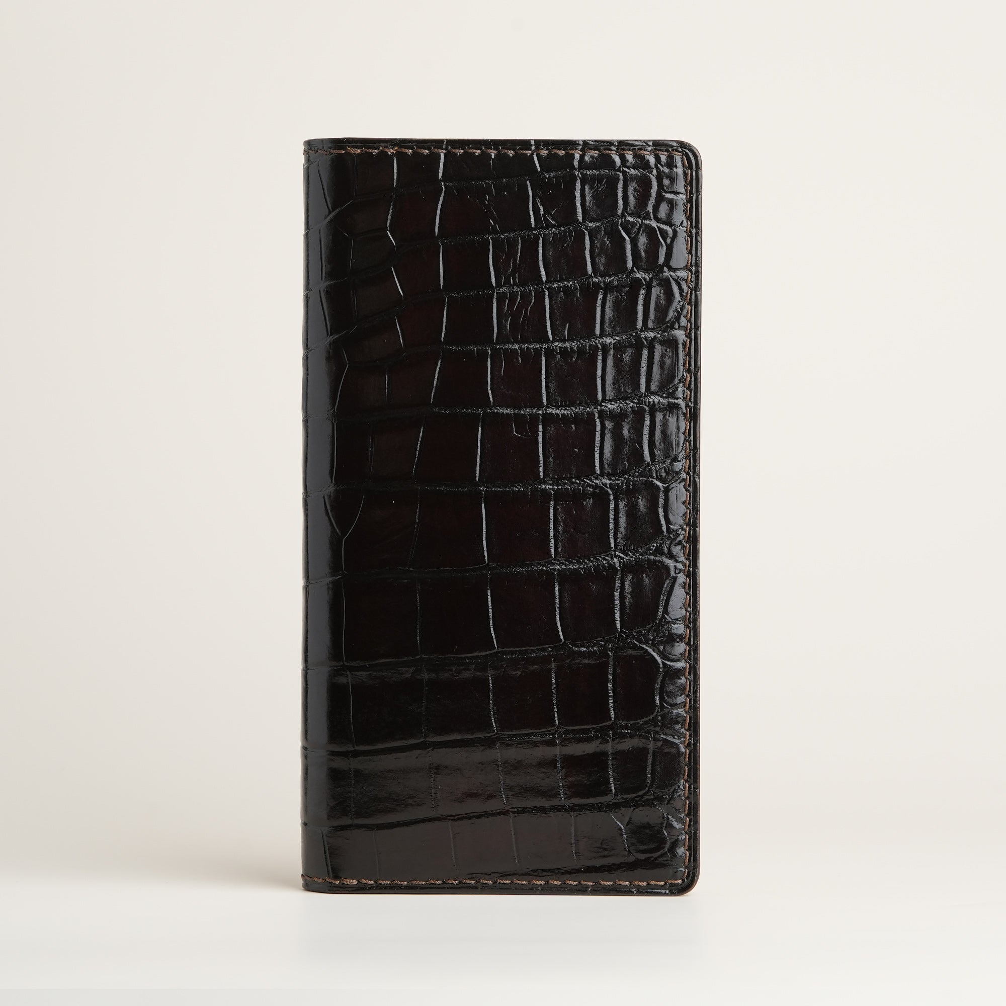 Choco Crocodile mix Golden Epsom Leather Long Wallet