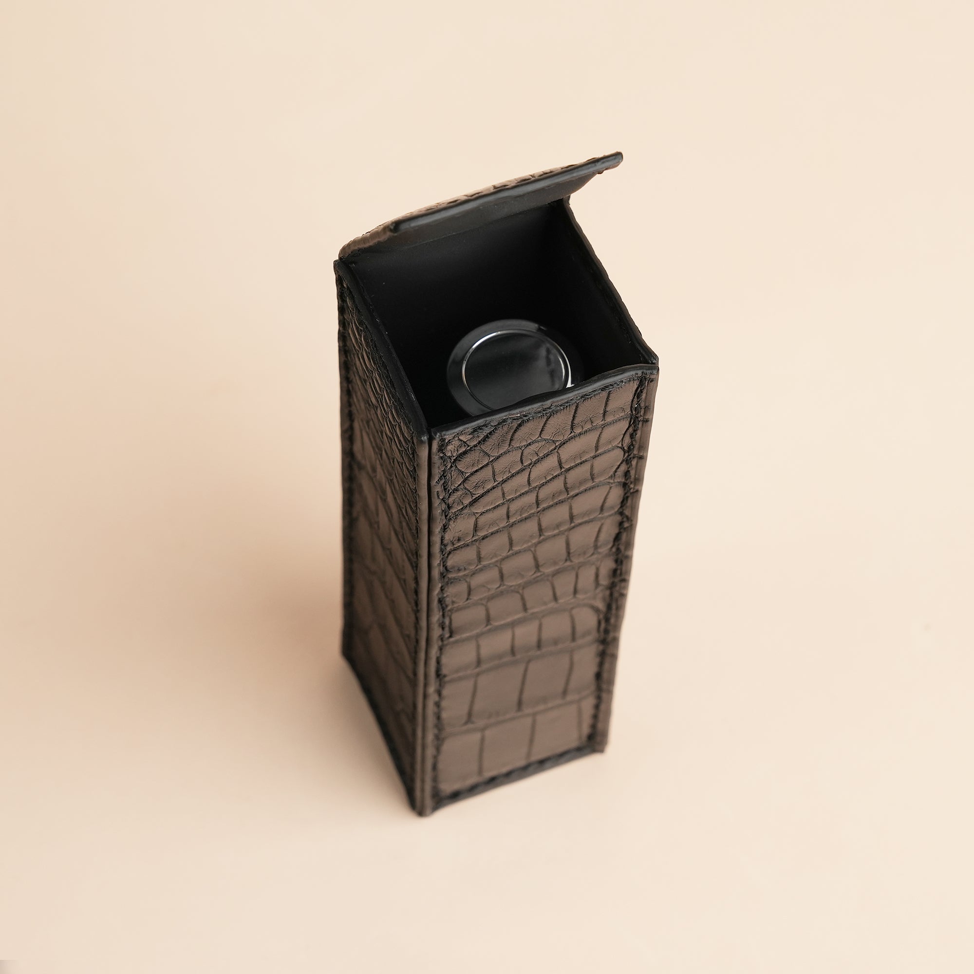 Black Alligator Leather Perfume Case