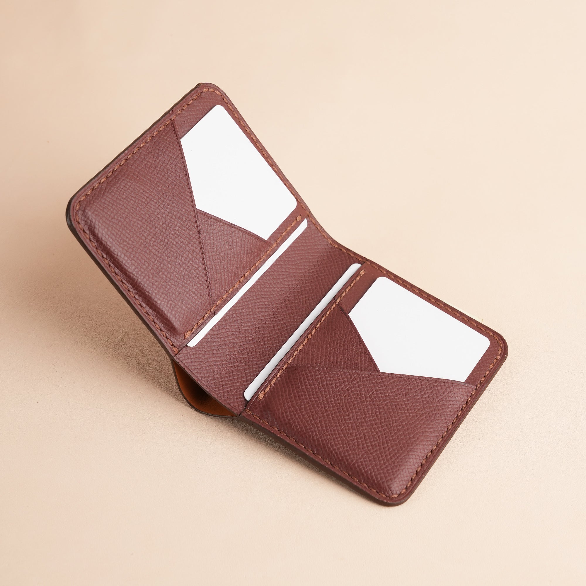 Square Shape Brown Crocodile Leather Bifold Wallet - Patina Finish