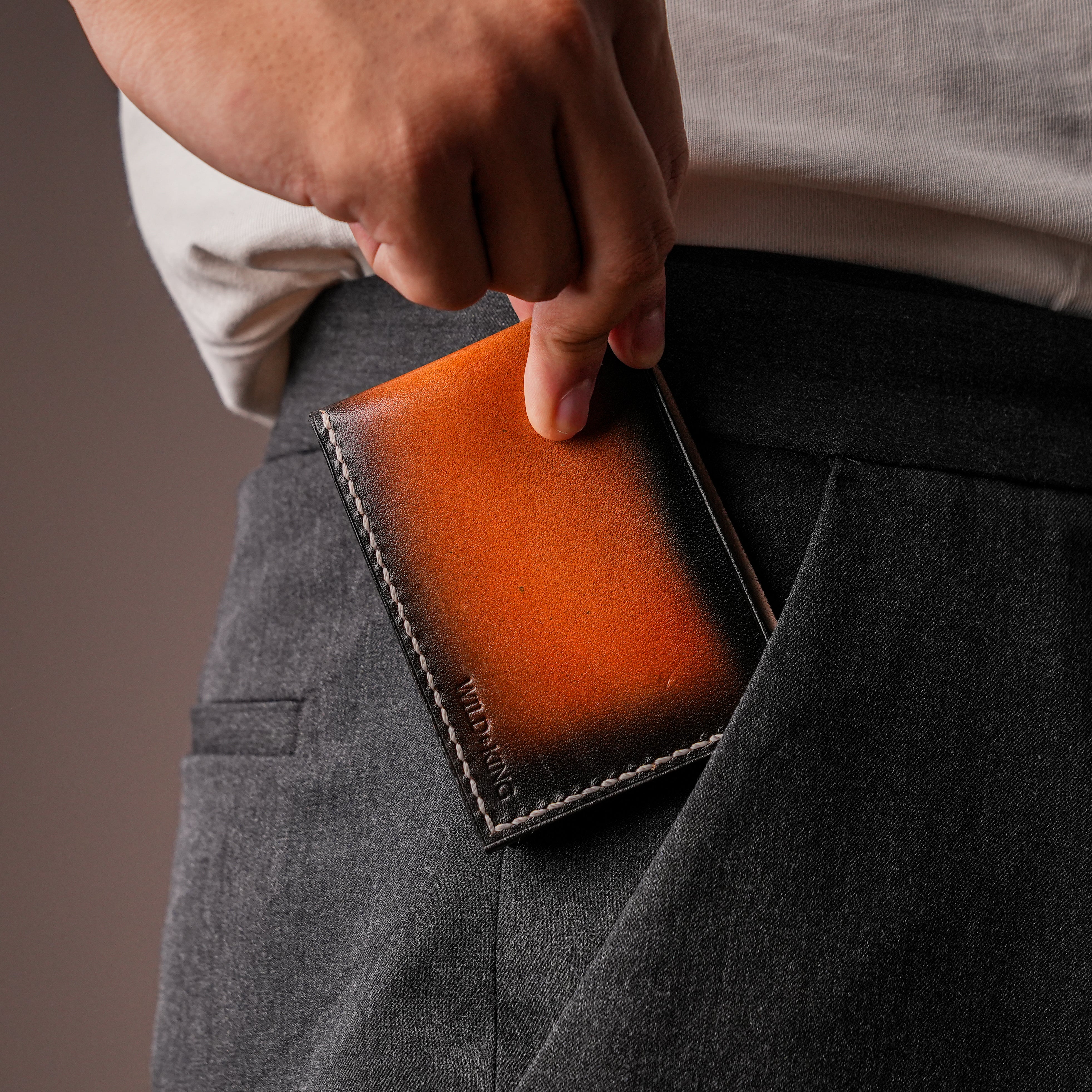 Blue Leather Bifold Wallet Mens - Patina Finish