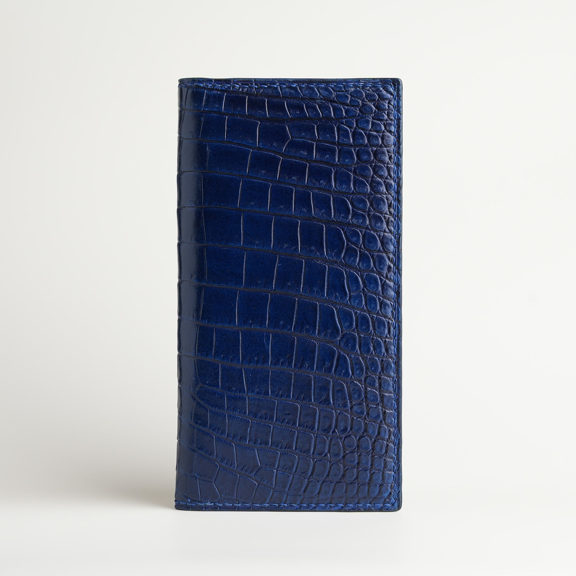 Dark Blue Crocodile Leather Long Wallet