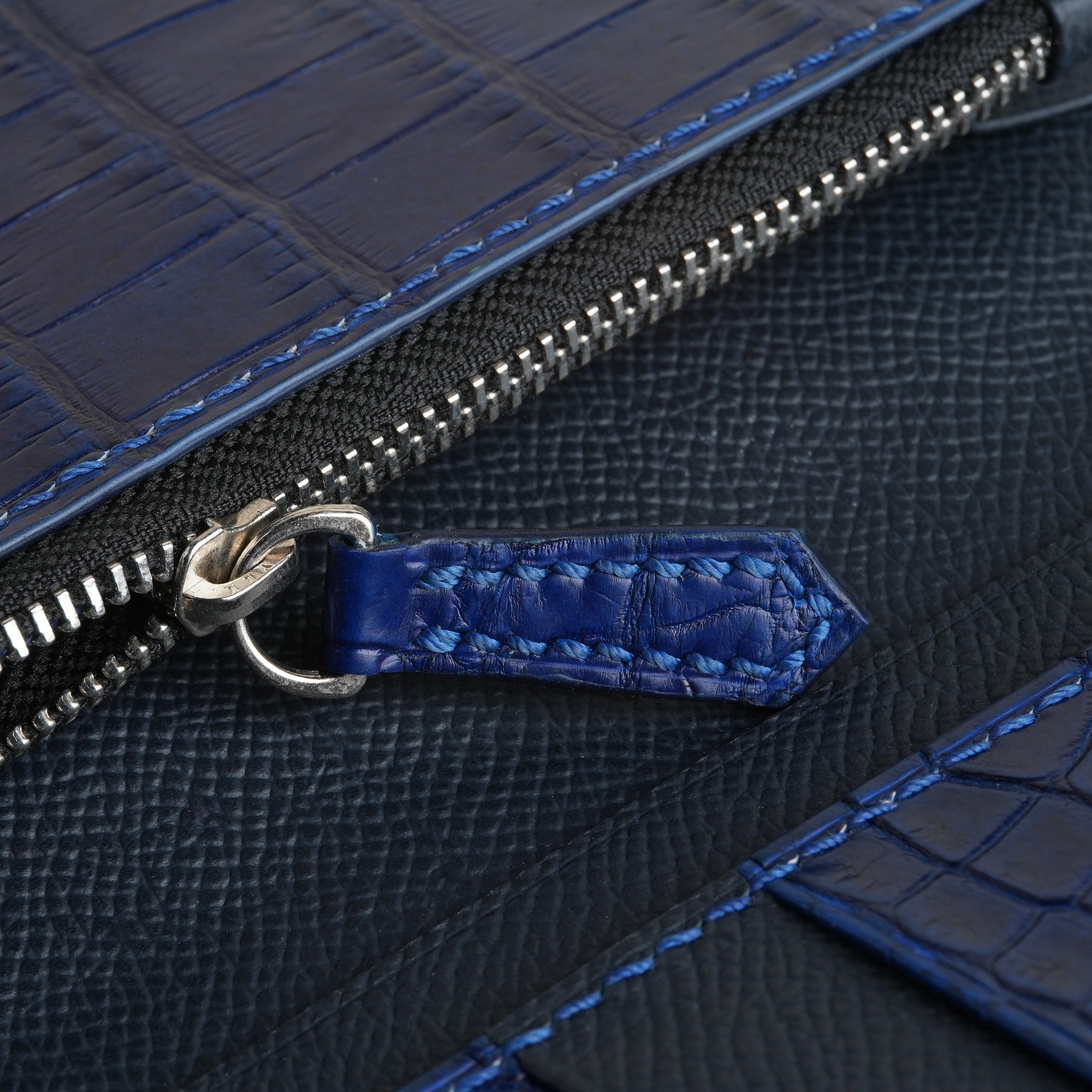 Dark Blue Crocodile Leather Long Wallet