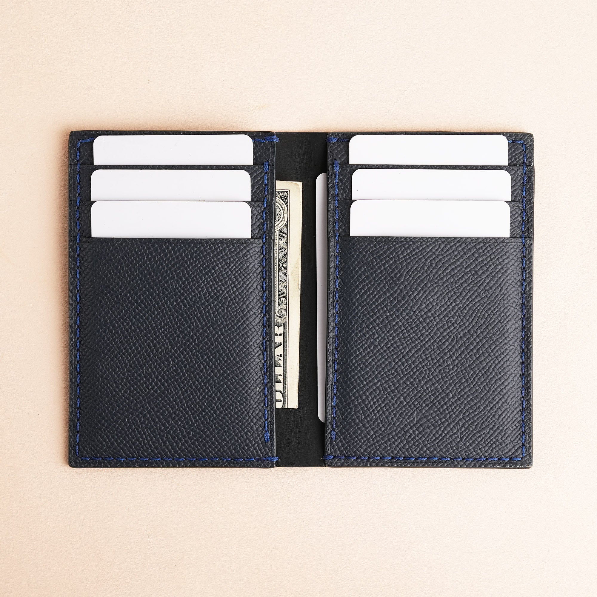 Dark Blue Crocodile mix Epsom Leather Bifold Wallet