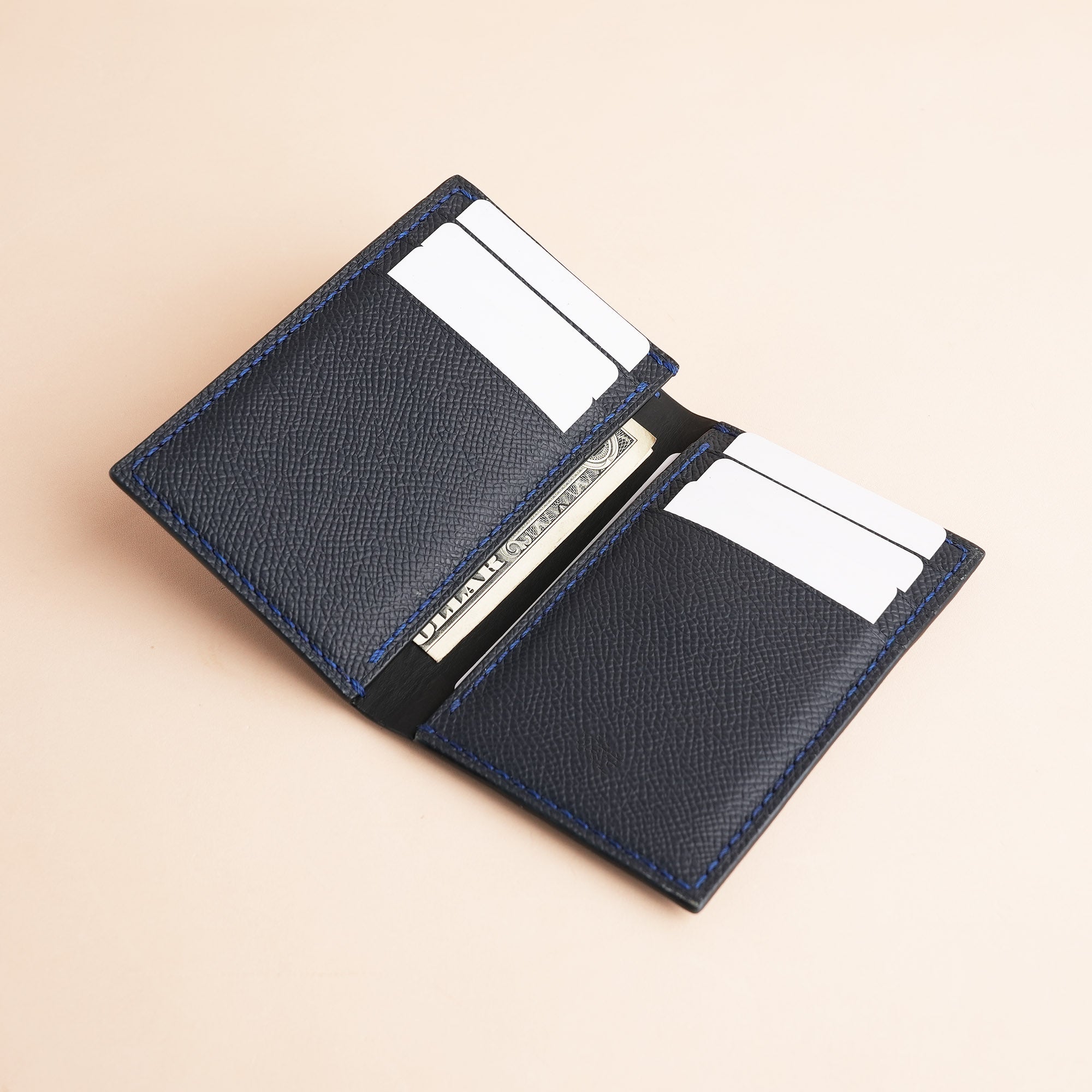 Dark Blue Crocodile mix Epsom Leather Bifold Wallet