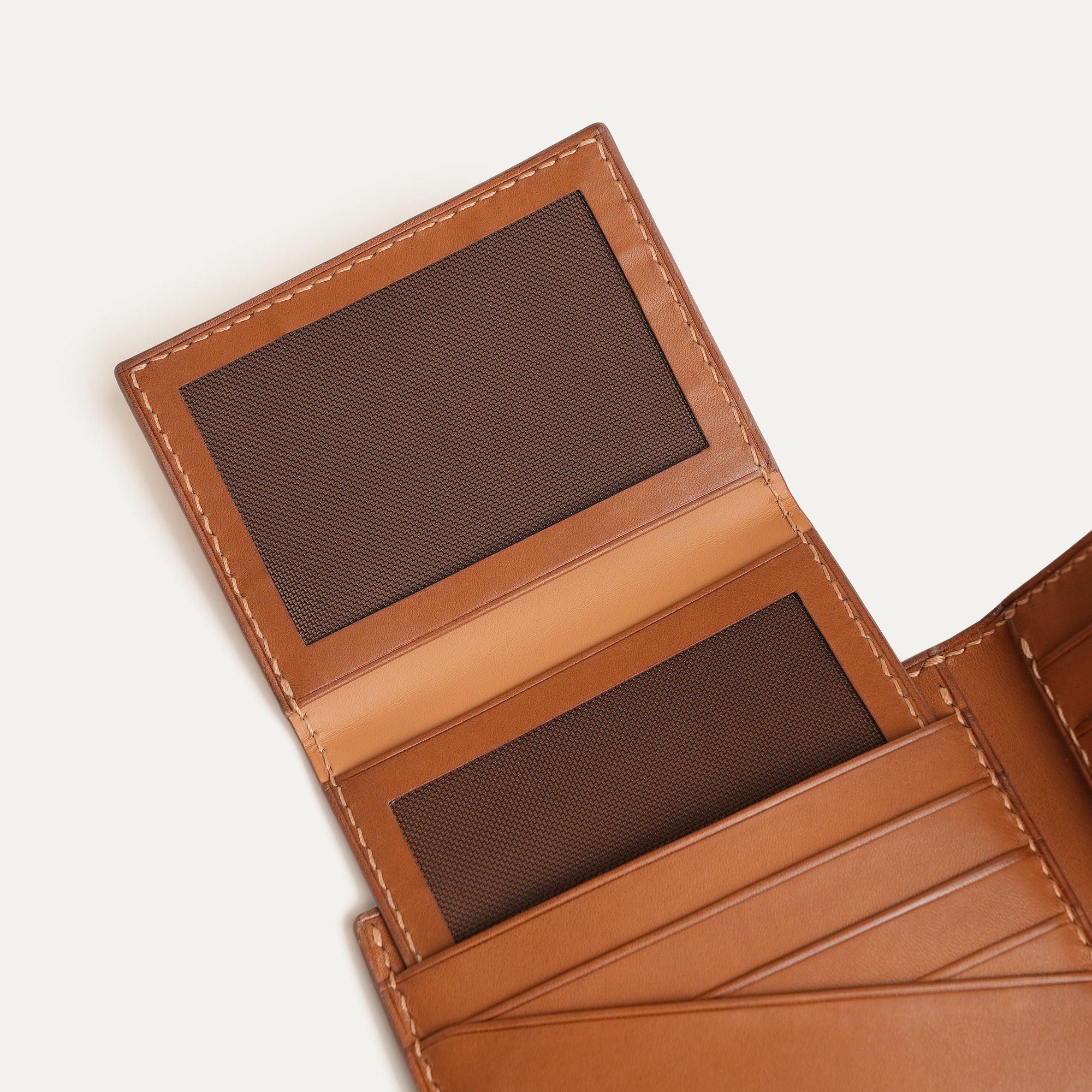 Dark Brown Box Calfskin Mix Golden Barenia Leather Bifold Wallet with Removable Passcase