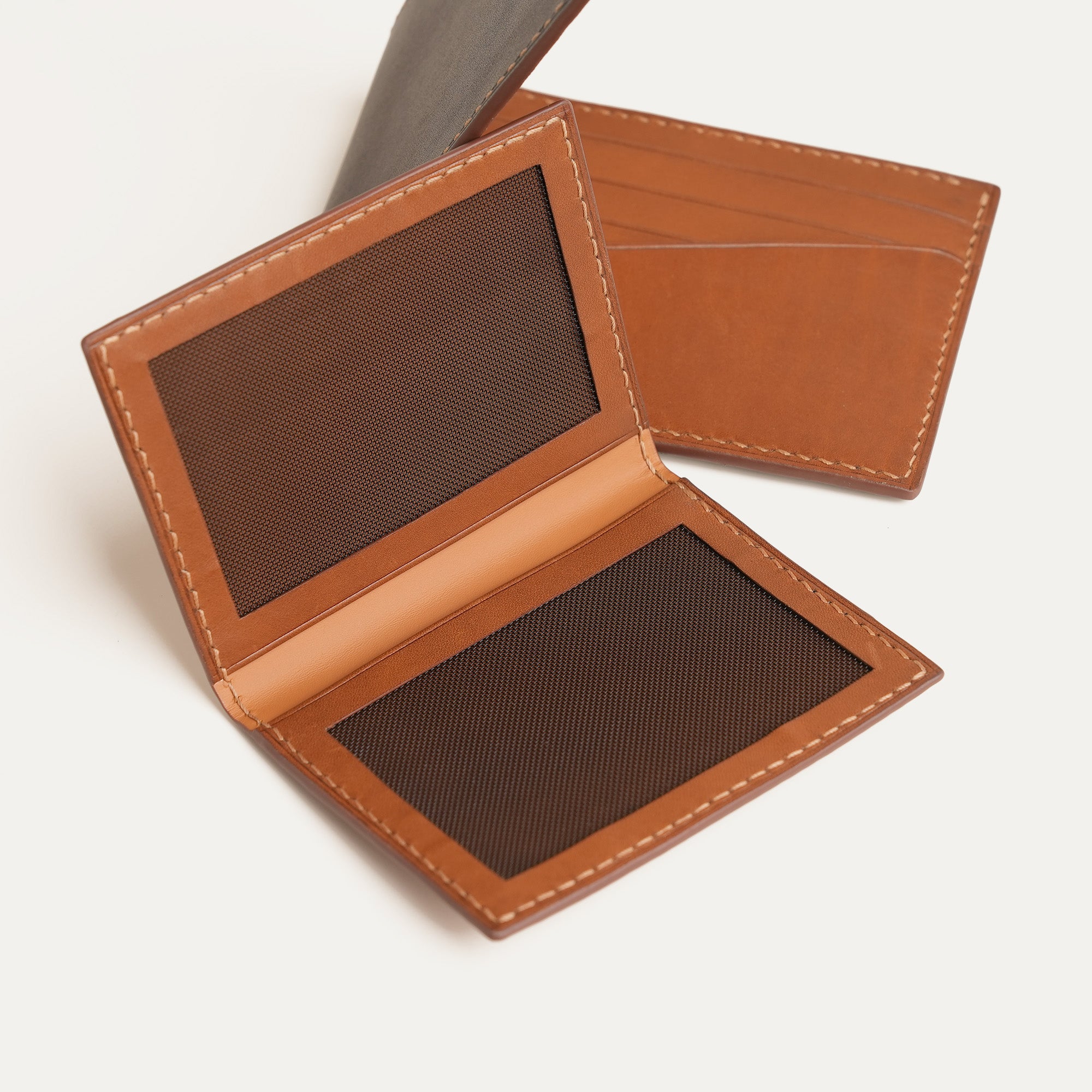 Dark Brown Box Calfskin Mix Golden Barenia Leather Bifold Wallet with Removable Passcase