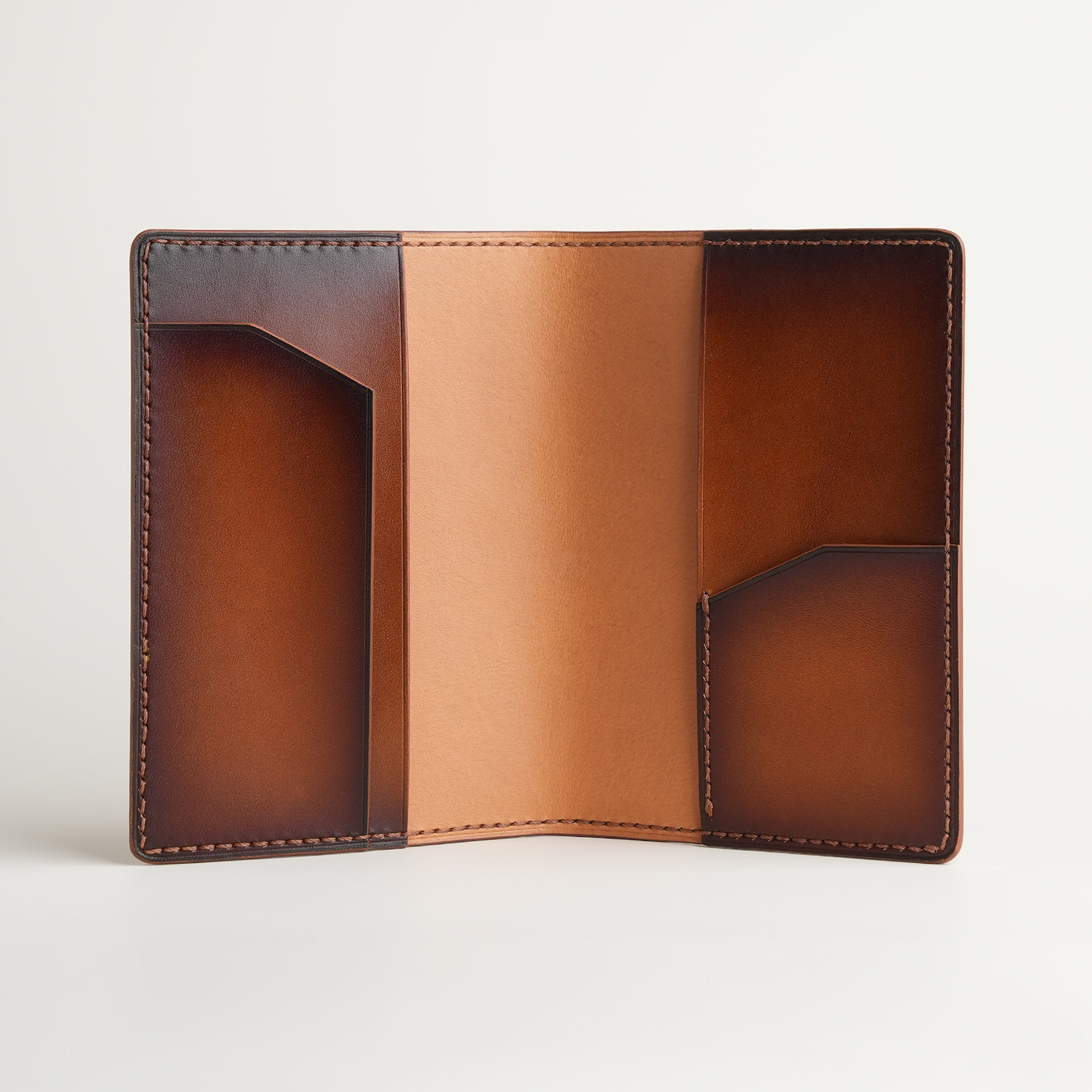 Dark Brown Leather Passport Wallet - Patina Finish