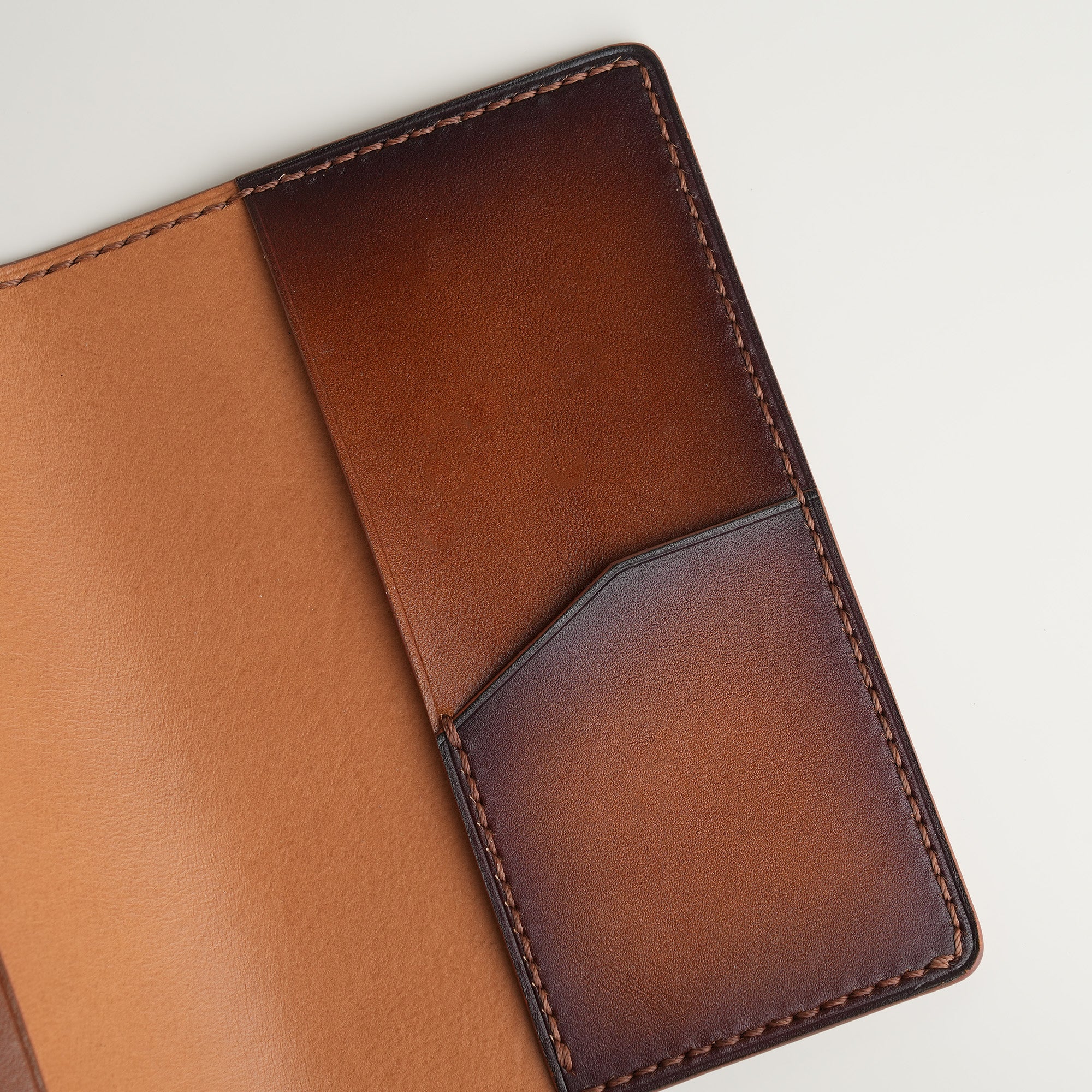 Dark Brown Leather Passport Wallet - Patina Finish