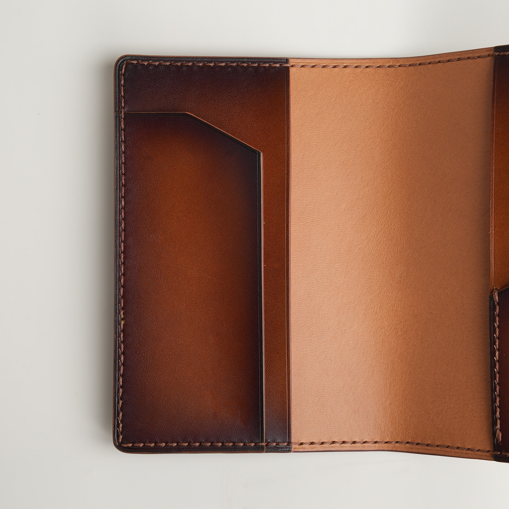 Dark Brown Leather Passport Wallet - Patina Finish