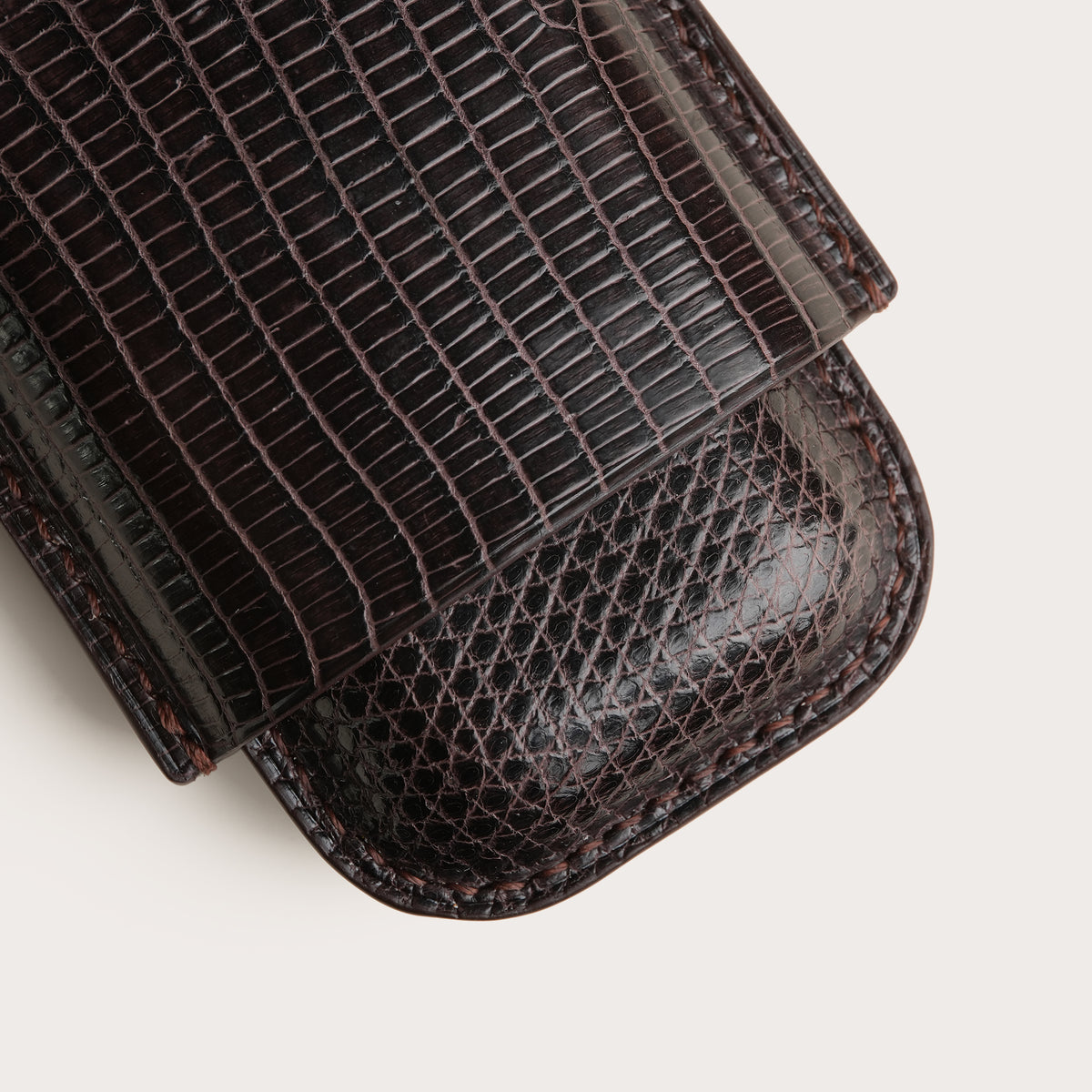 Dark Brown Lizard Leather Cigar Case