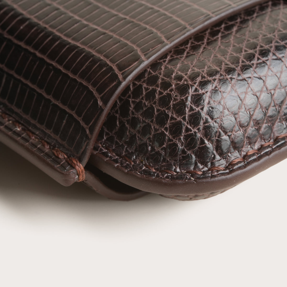 Dark Brown Lizard Leather Cigar Case