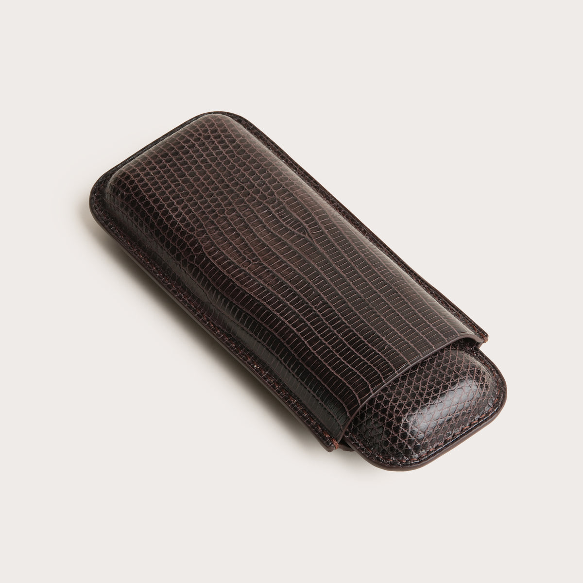 Dark Brown Lizard Leather Cigar Case