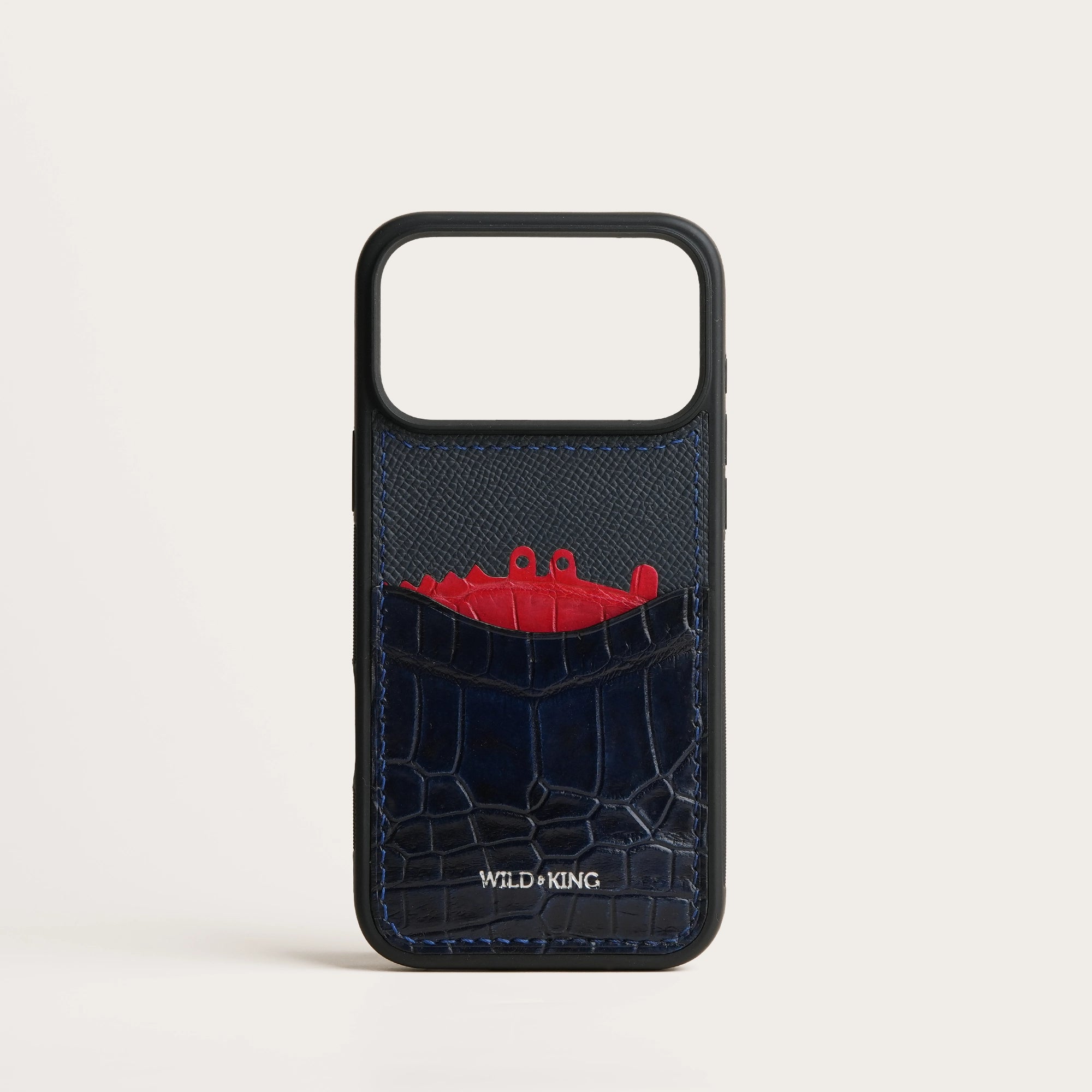 Dark Navy Crocodile Leather Iphone Case with Card Holder - Stupid Alligator