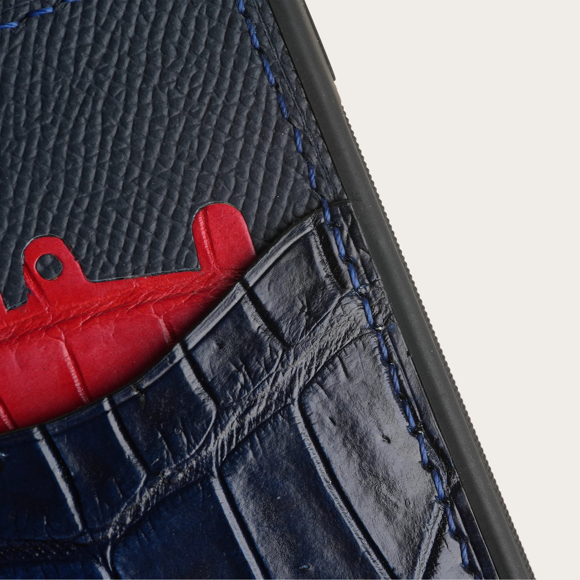 Dark Navy Crocodile Leather Iphone Case with Card Holder - Stupid Alligator