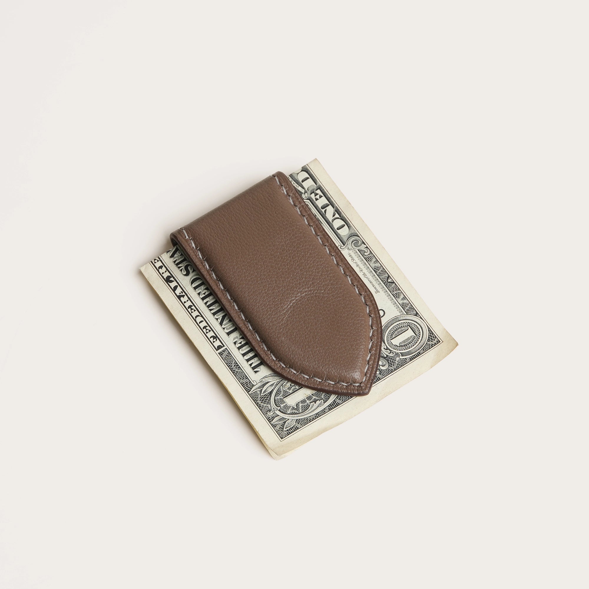 Dark Taupe Peccary Leather Money Clip - Pointed Shape