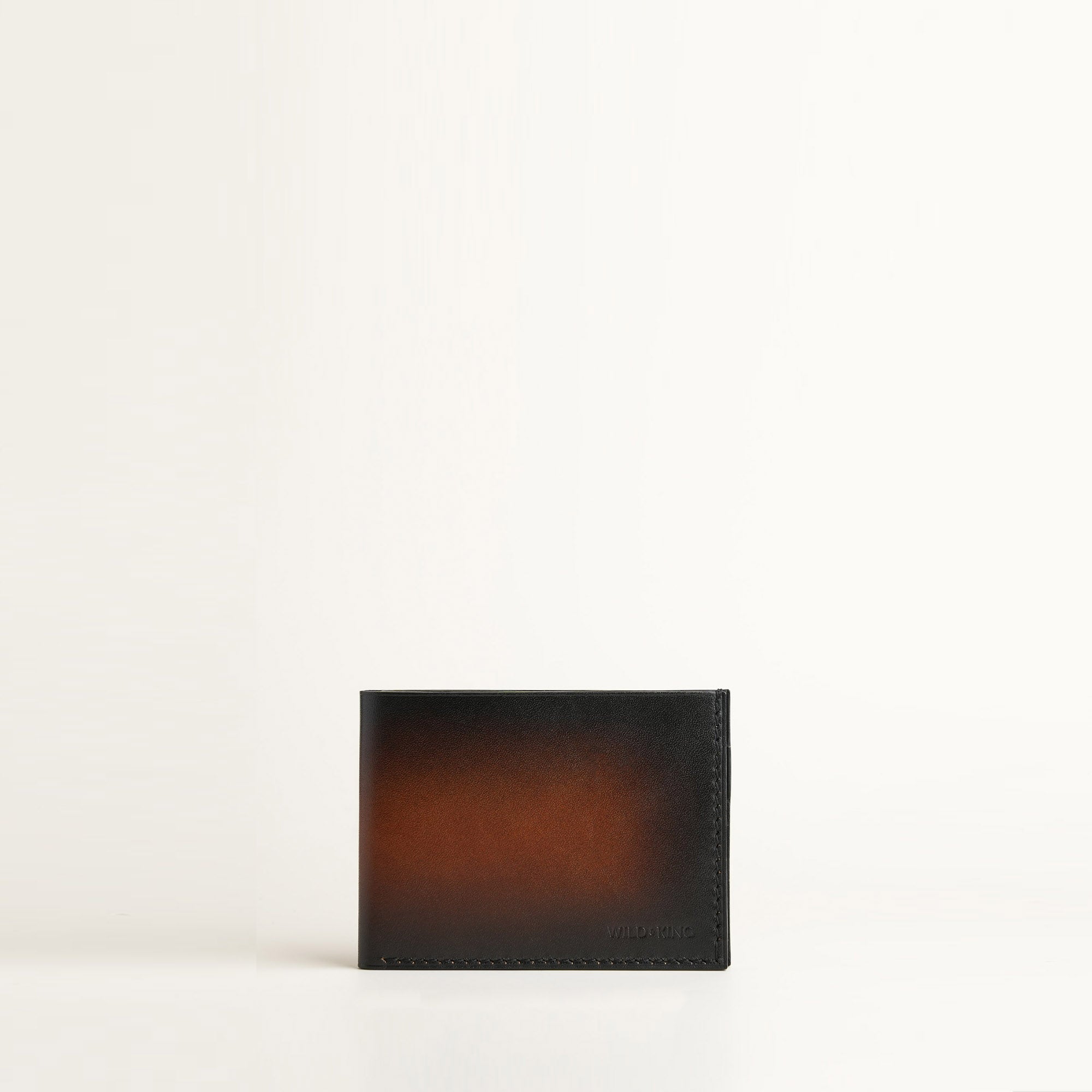 Dark Brown Leather Wing Bifold Wallet - Fox Design - Patina Finish