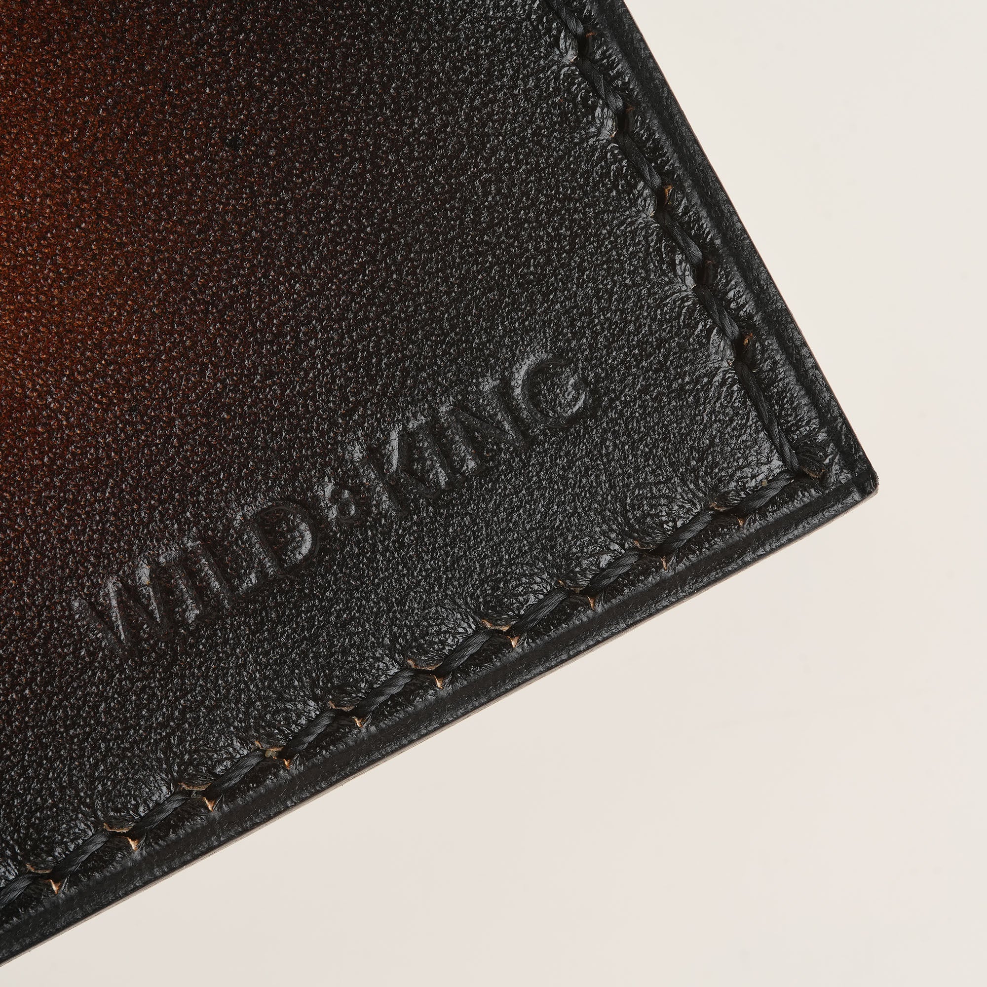 Dark Brown Leather Wing Bifold Wallet - Fox Design - Patina Finish