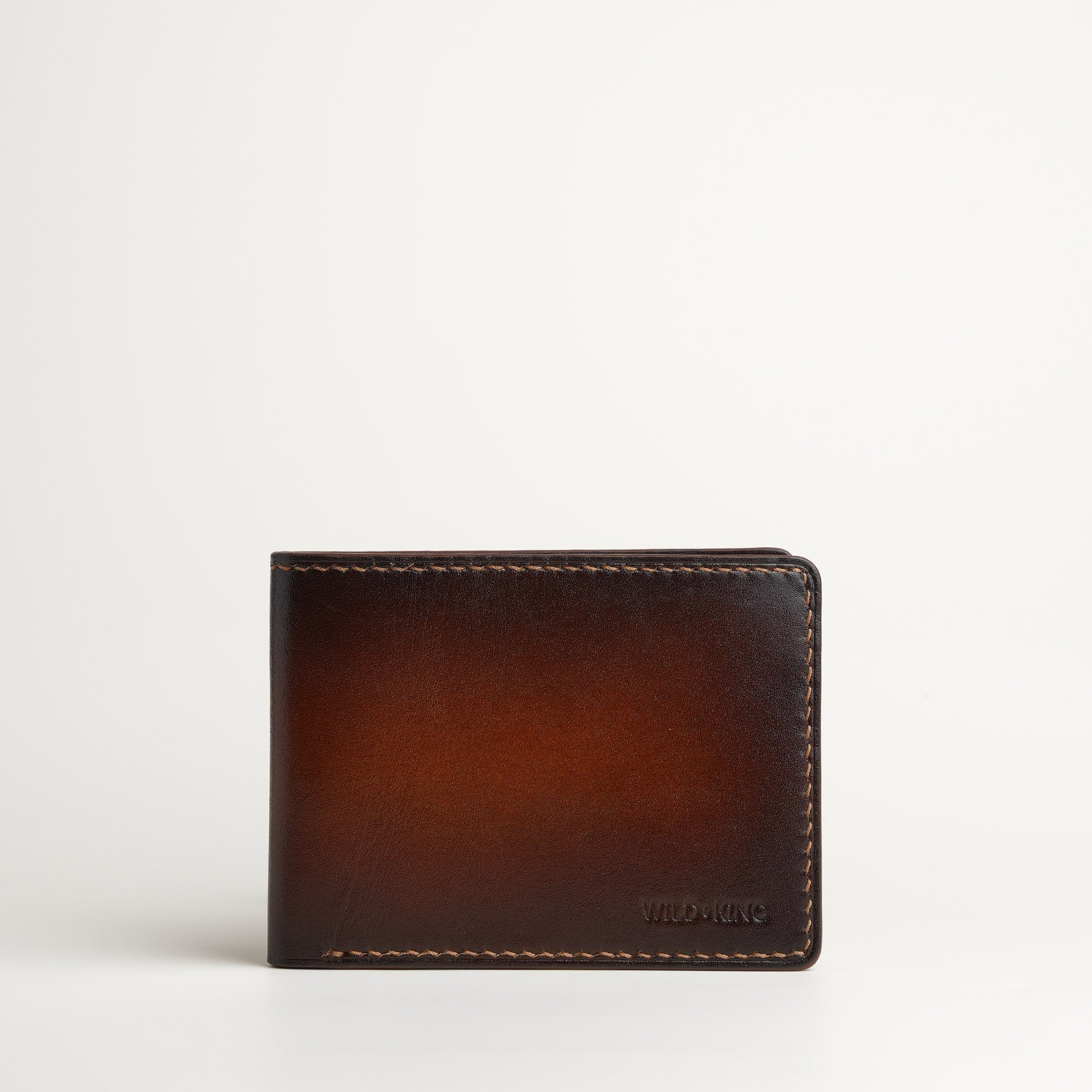 Dark Brown Leather Wing Bifold Wallet - Patina Finish