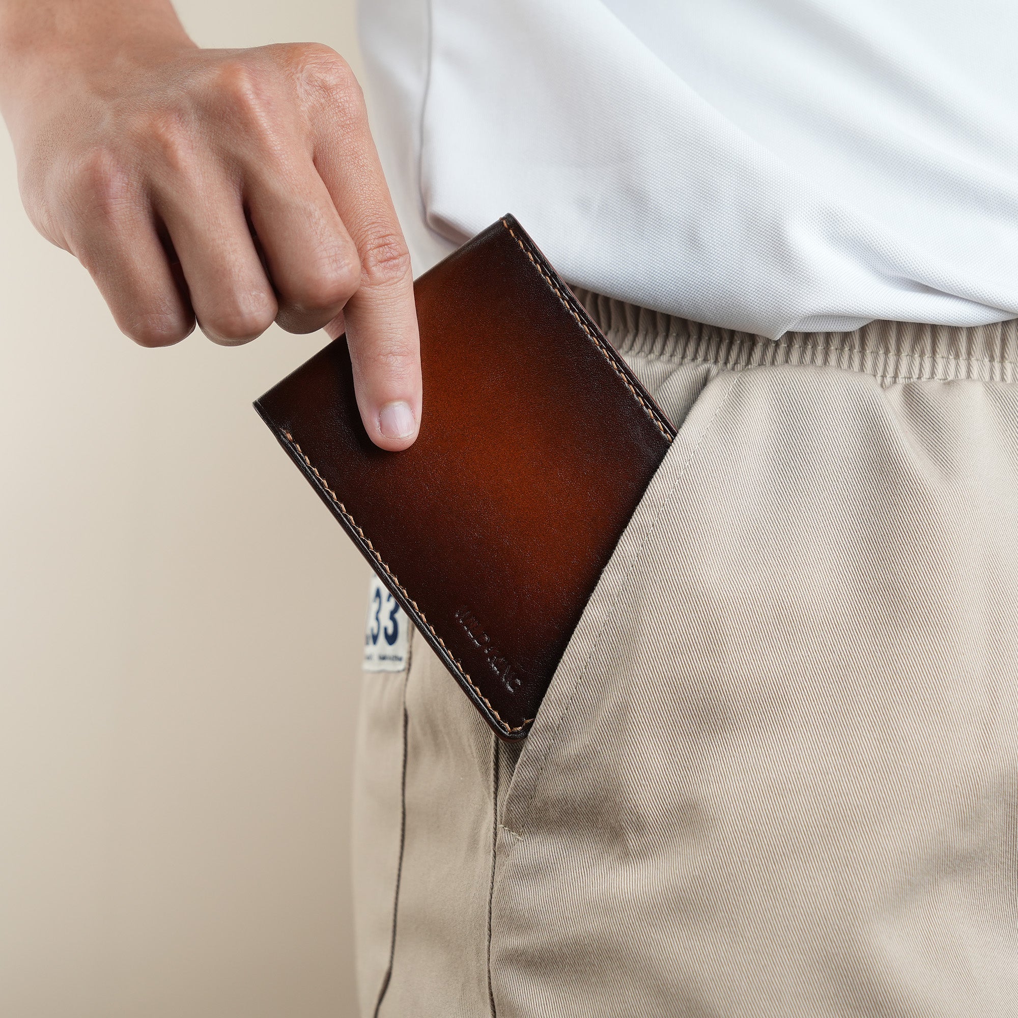 Dark Brown Leather Wing Bifold Wallet - Patina Finish