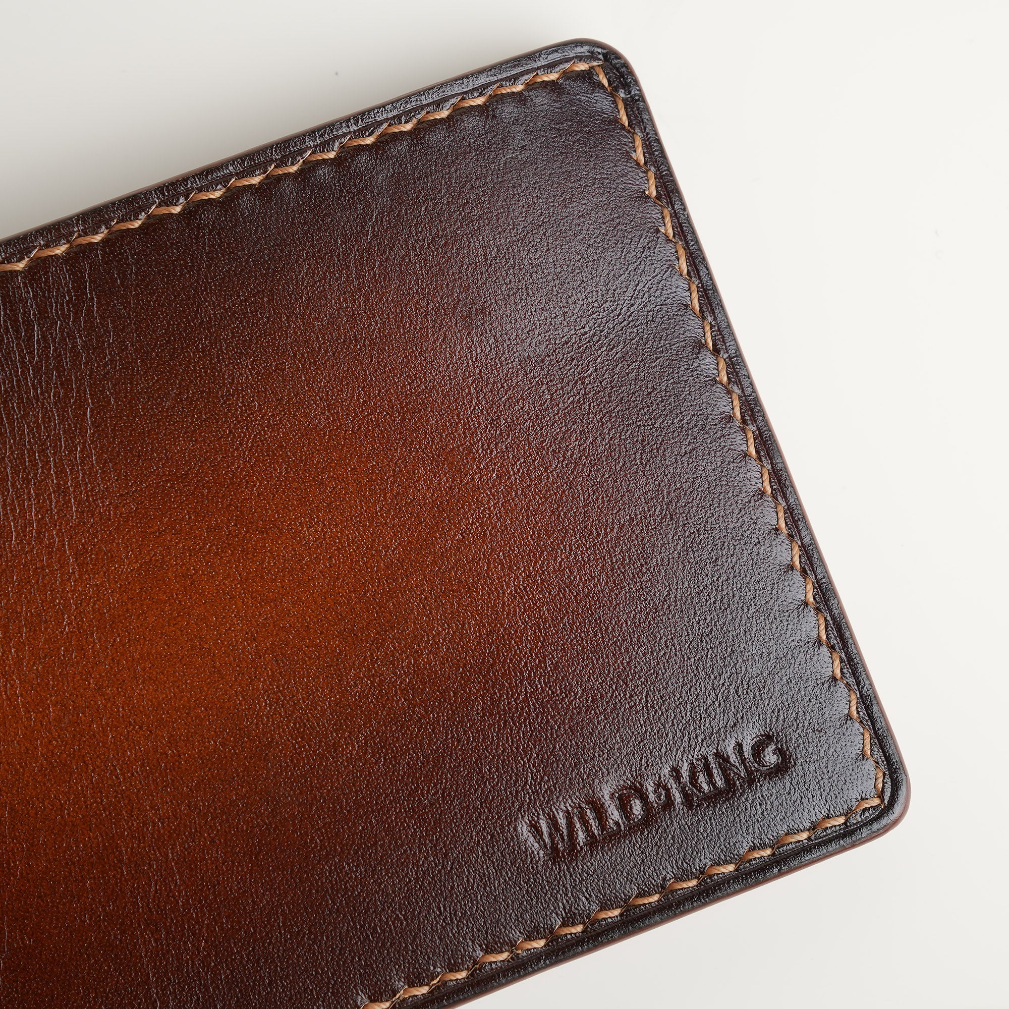 Dark Brown Leather Wing Bifold Wallet - Patina Finish