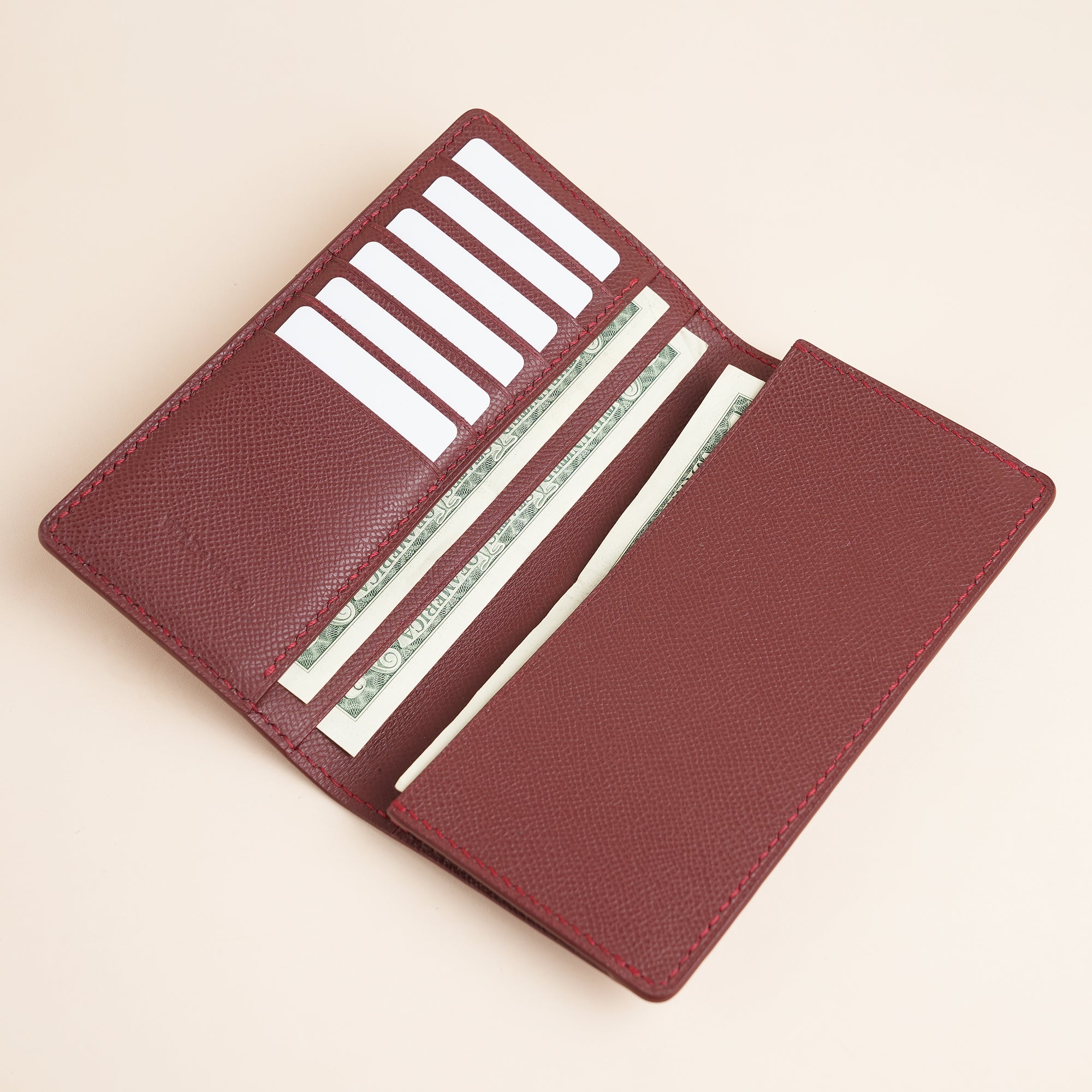 Burgundy Epsom Leather Long Wallet