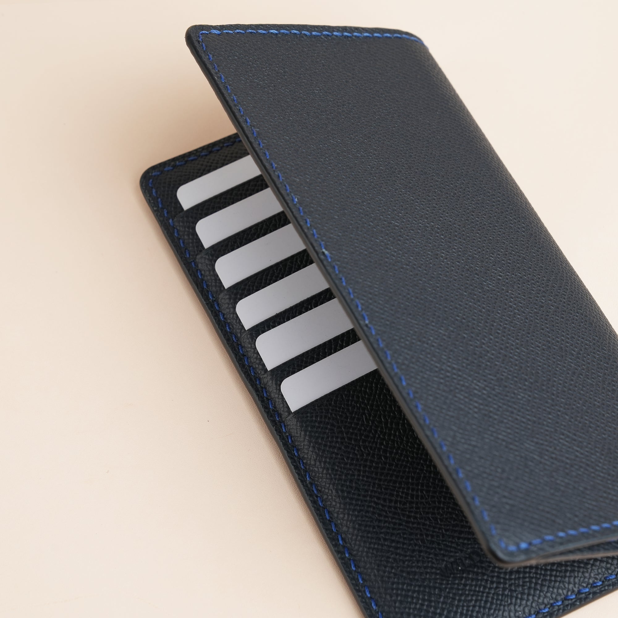 Navy Epsom Leather Long Wallet