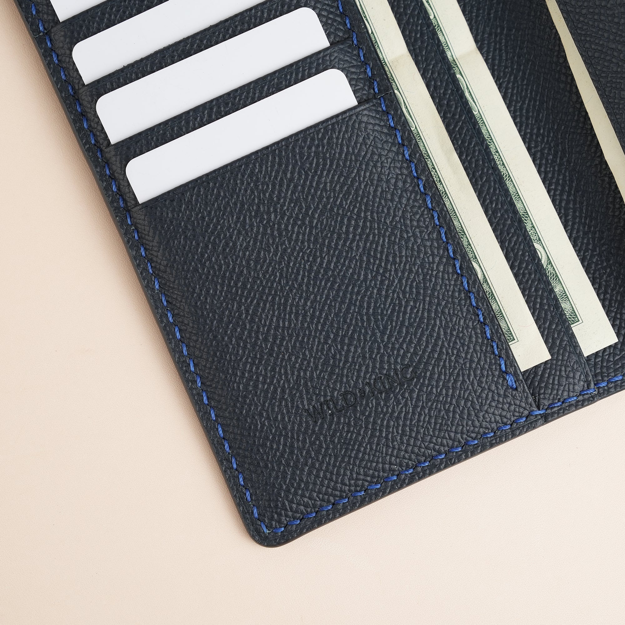 Navy Epsom Leather Long Wallet