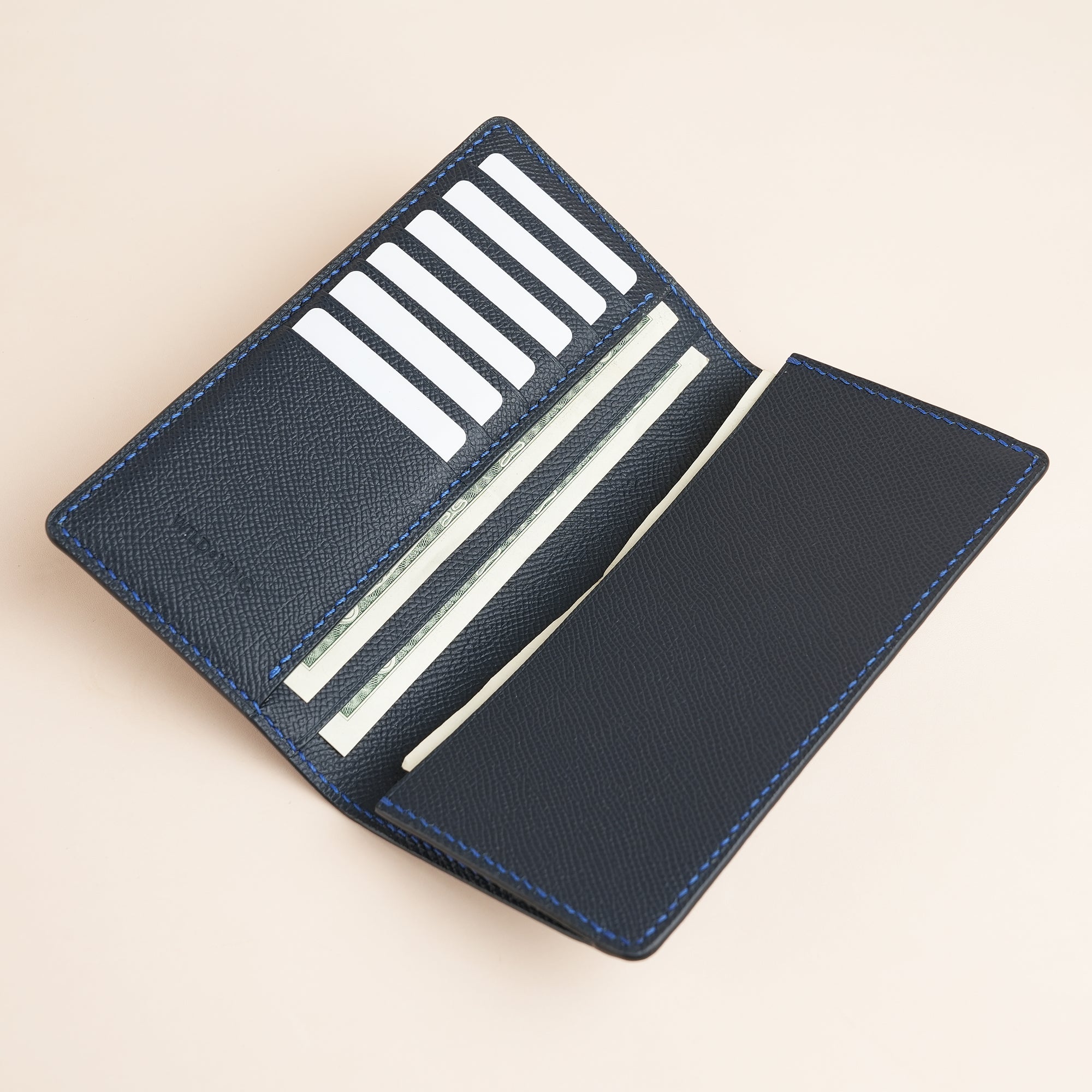 Navy Epsom Leather Long Wallet