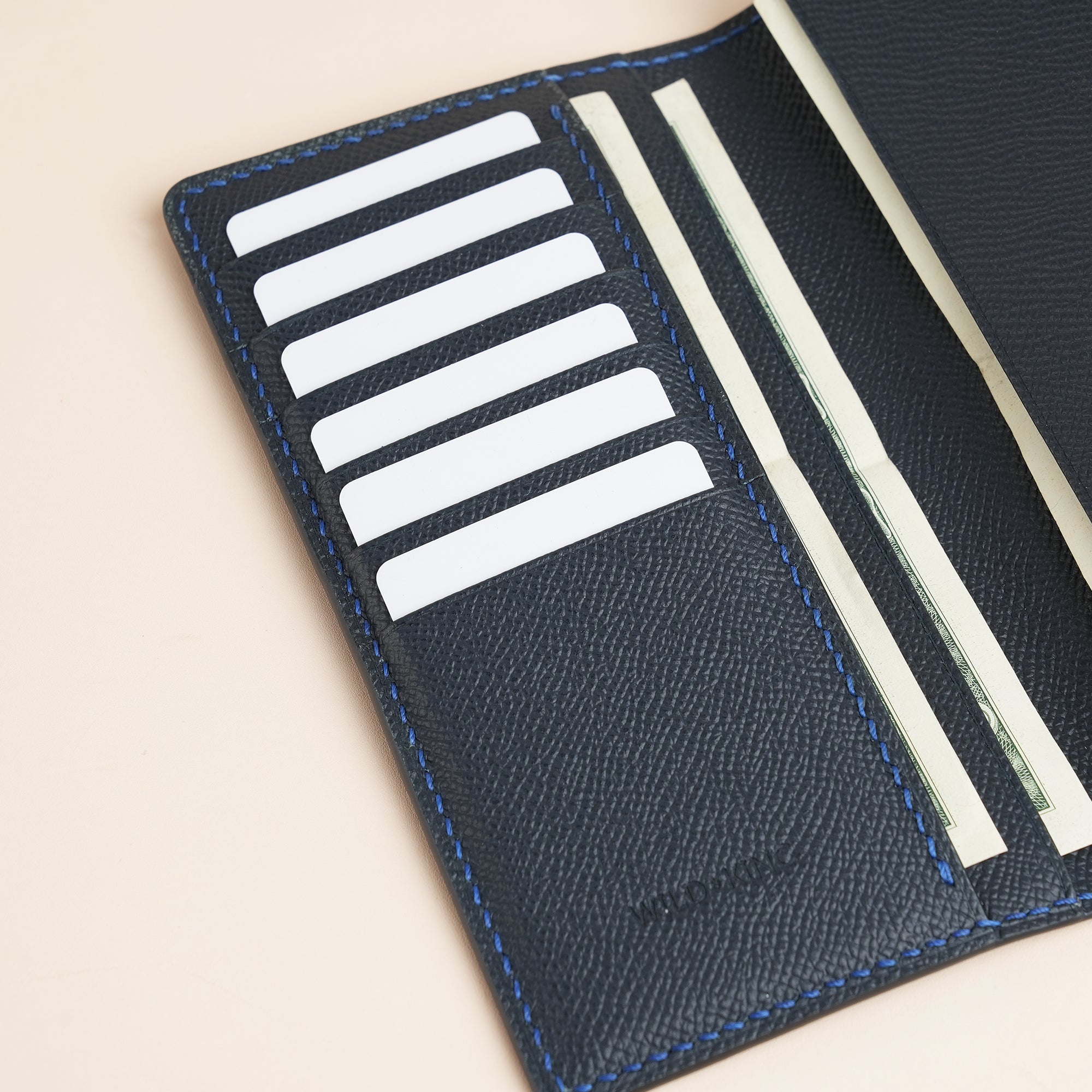 Navy Epsom Leather Long Wallet