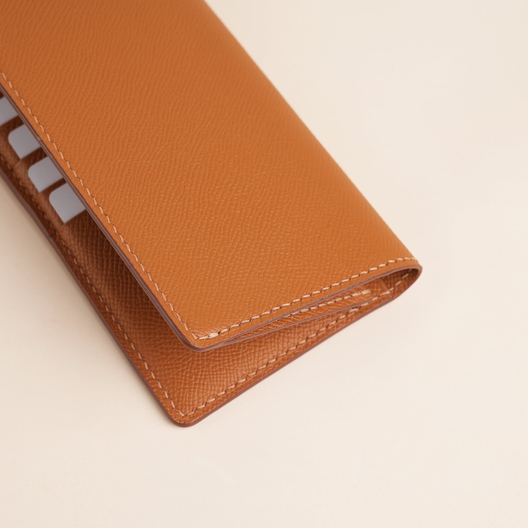 Golden Epsom Leather Long Wallet