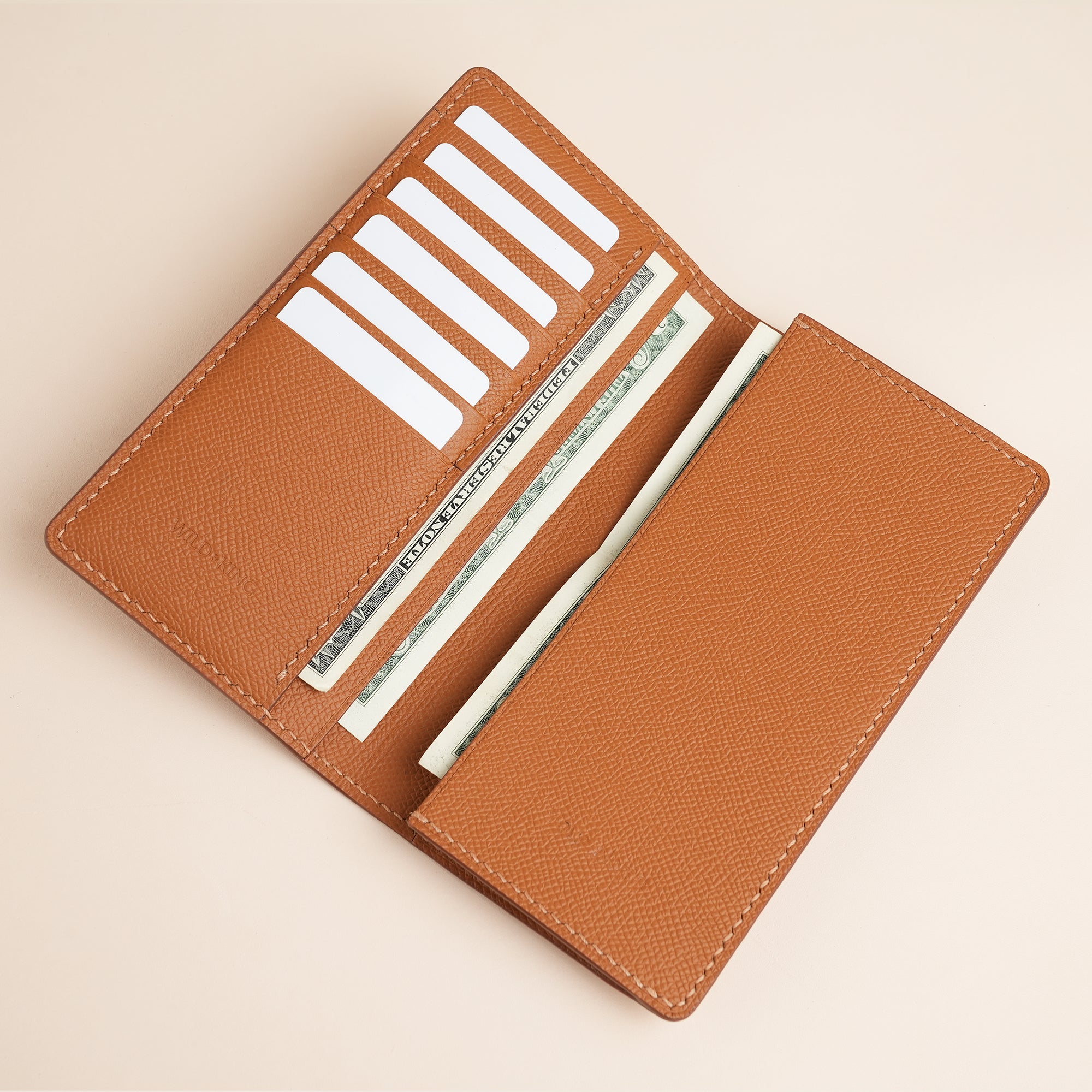 Golden Epsom Leather Long Wallet