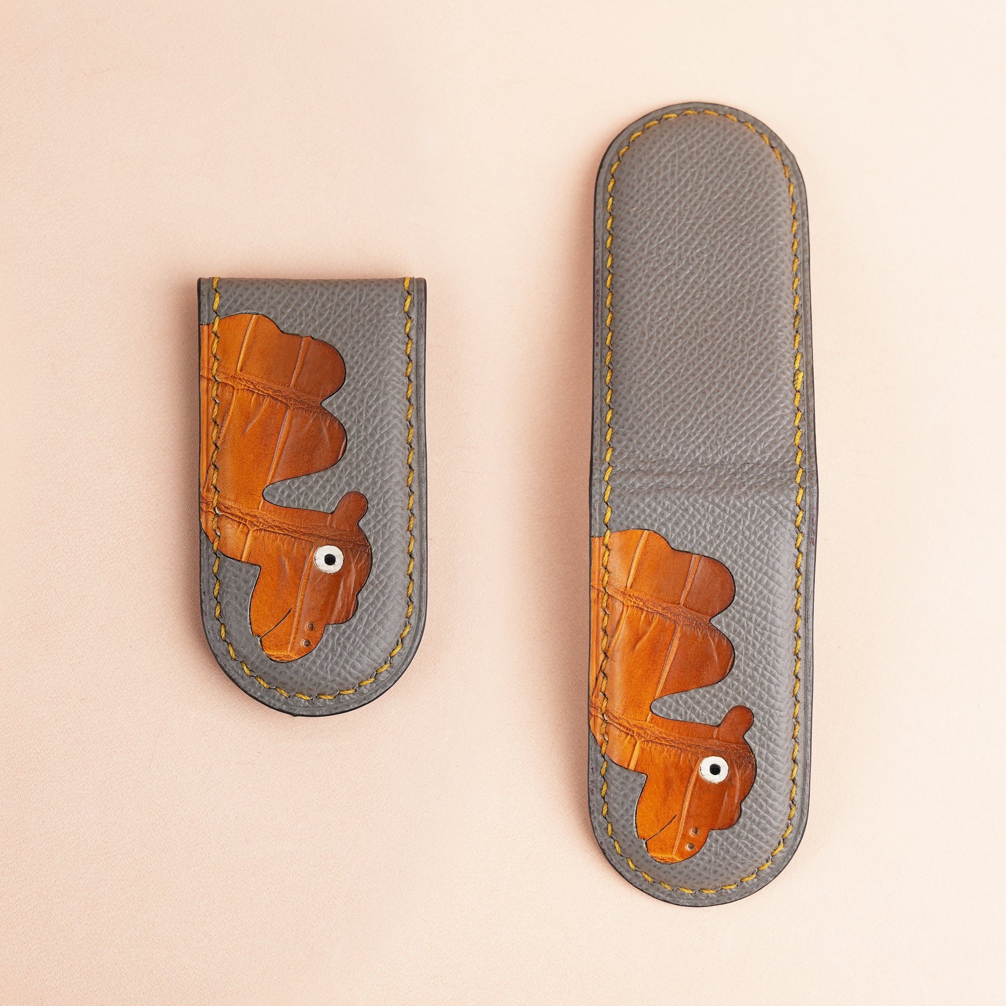 Epsom Leather Money Clip - Camelo Stupid