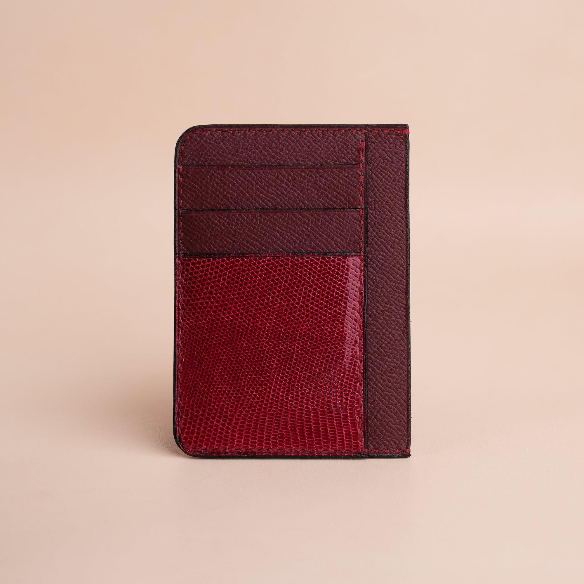 Red Epsom Leather Card Holder Wallet Slim - WildandKing