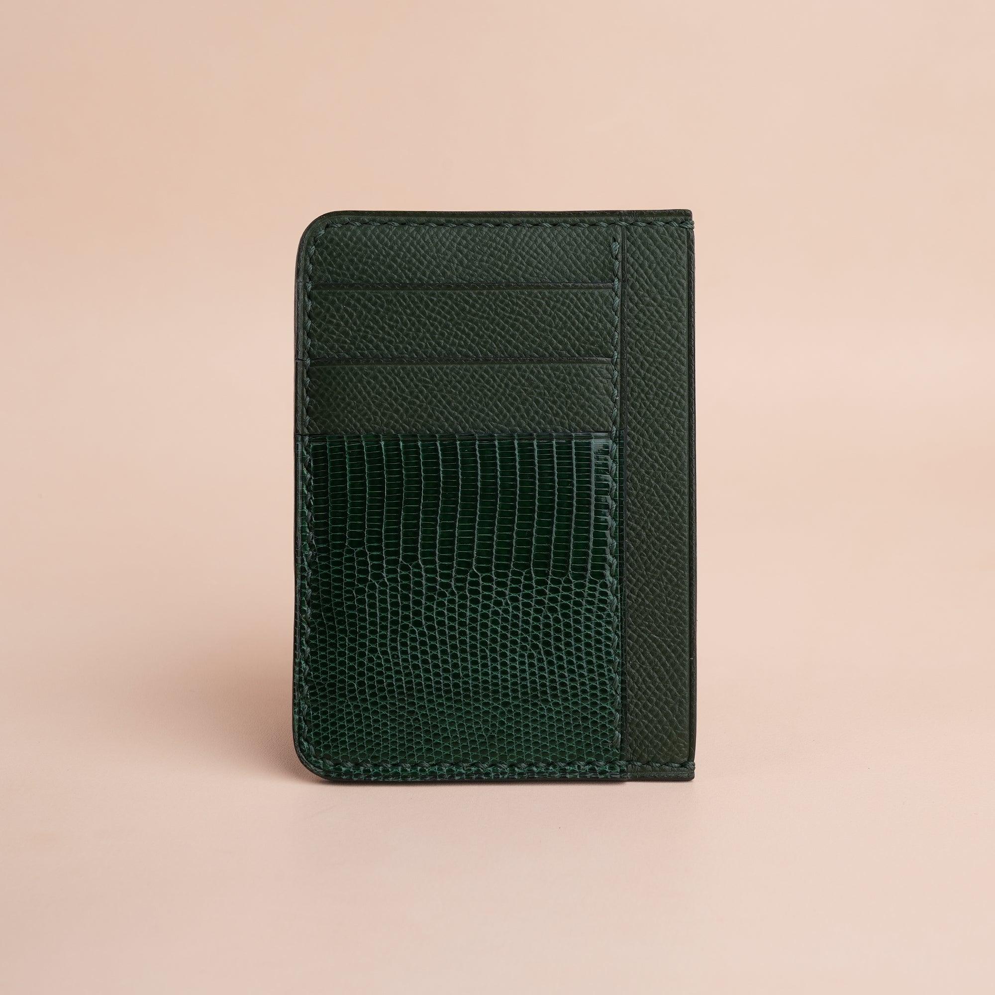 Green Epsom Leather Card Holder Wallet Slim - WildandKing