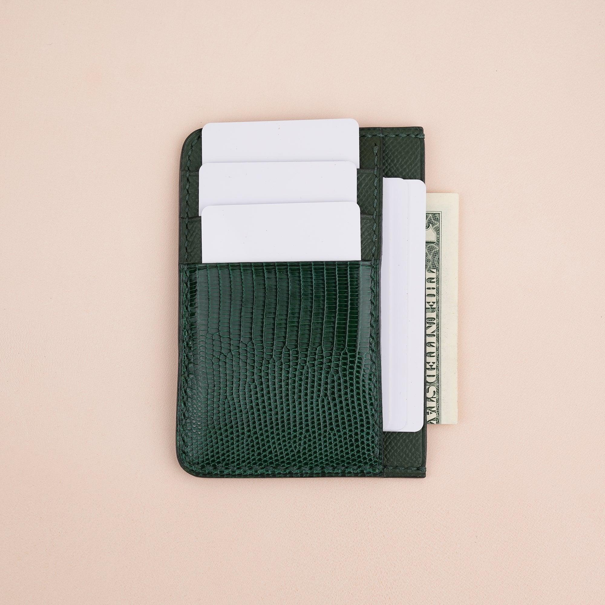 Green Epsom Leather Card Holder Wallet Slim - WildandKing