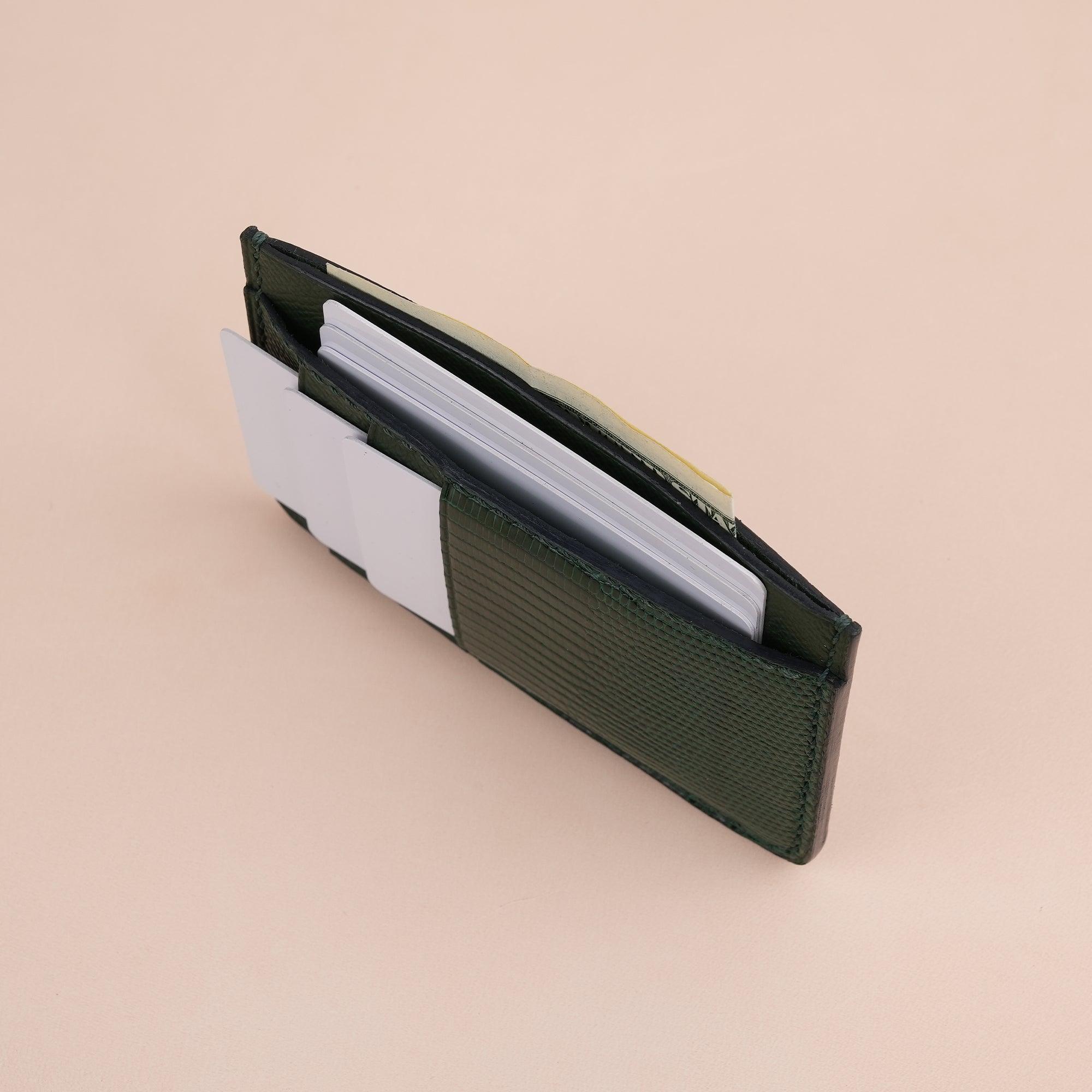 Green Epsom Leather Card Holder Wallet Slim - WildandKing