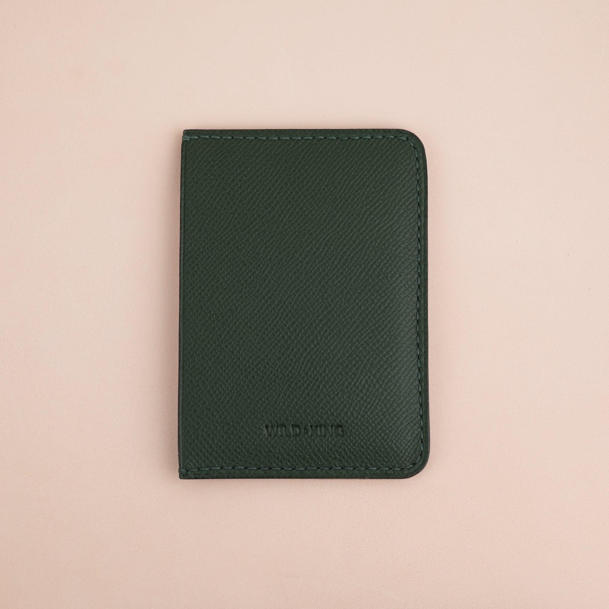 Green Epsom Leather Card Holder Wallet Slim - WildandKing