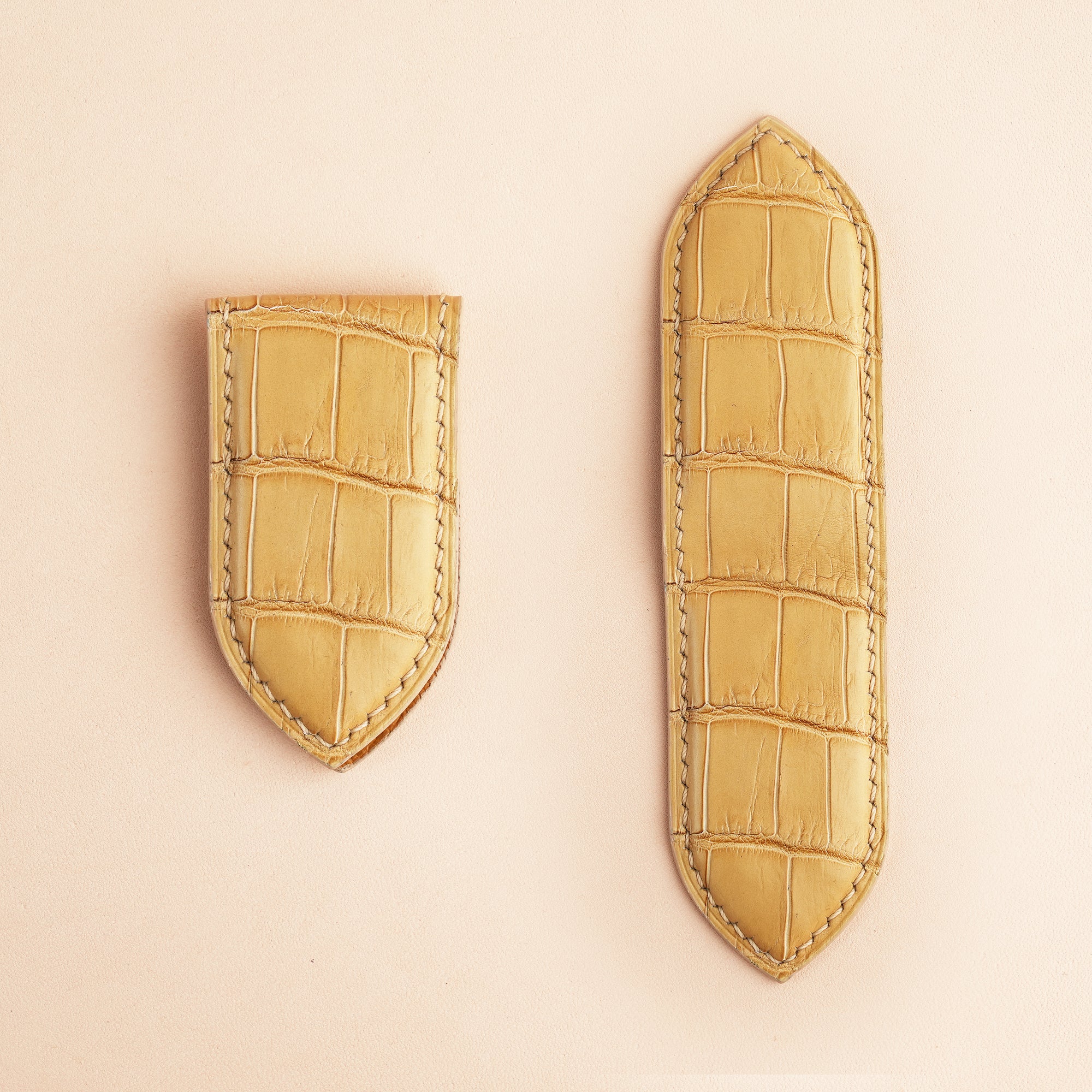 Beige Alligator Leather Money Clip - Pointed Shape
