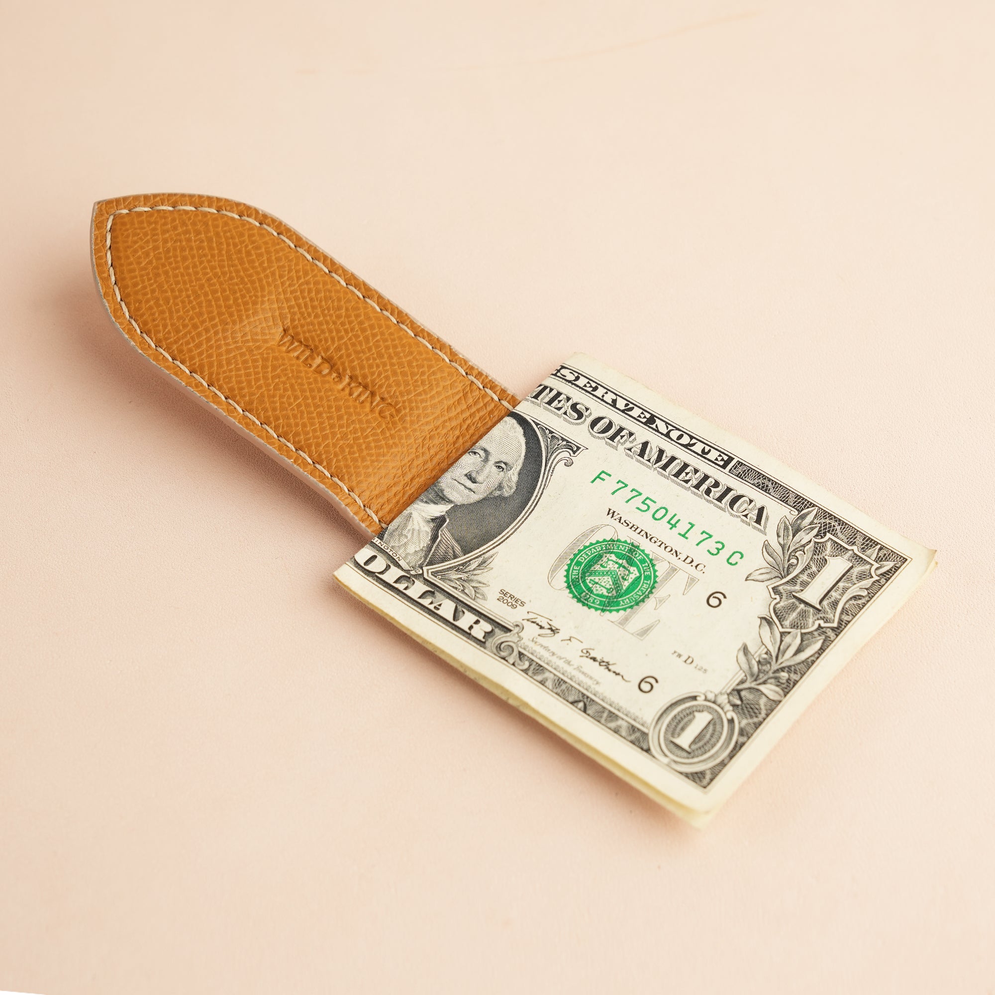Beige Alligator Leather Money Clip - Pointed Shape