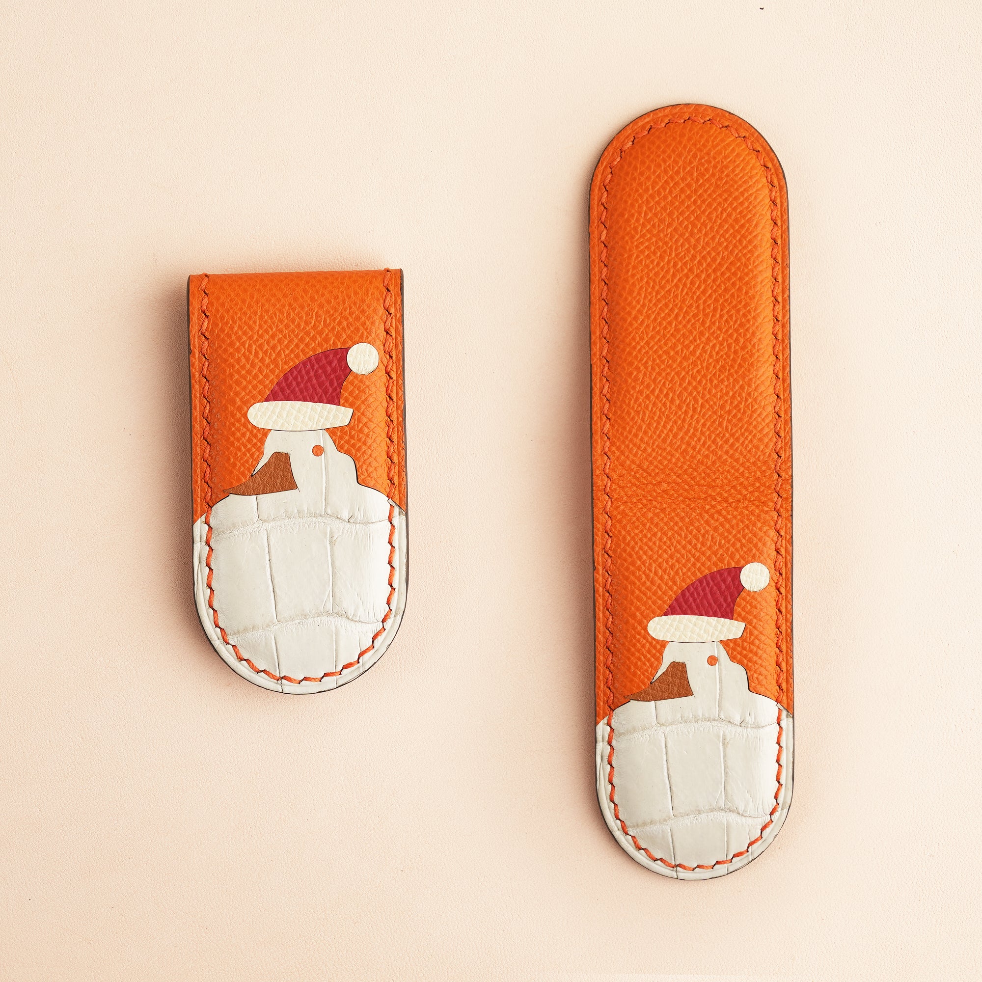 Christmas Epsom Leather Money Clip - Duck