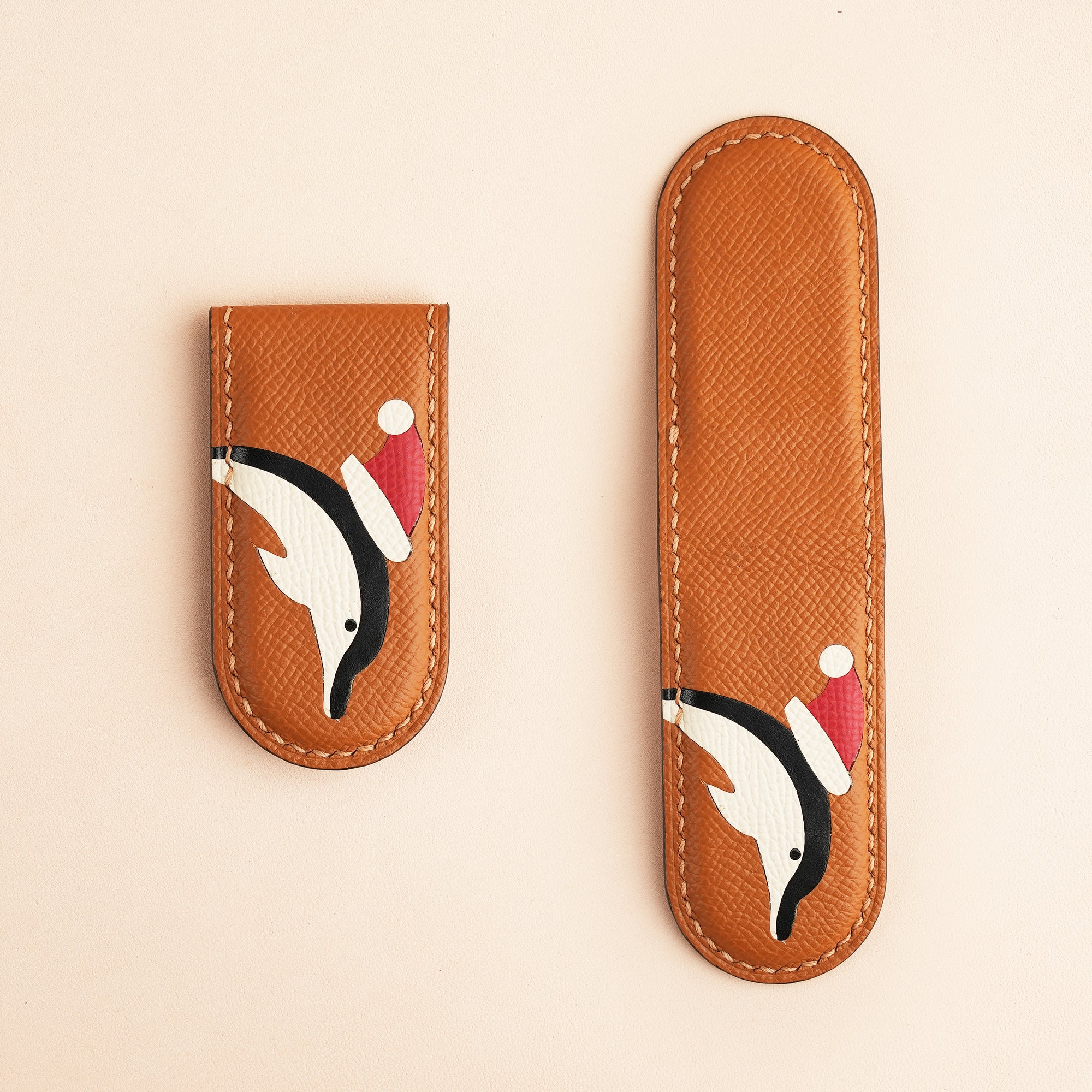 Christmas Epsom Leather Money Clip - Whale